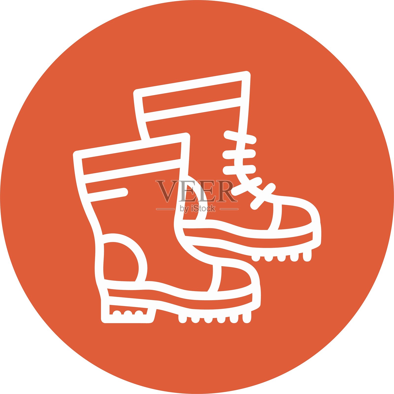 登山靴线条圆形风格图标设计插画图片素材