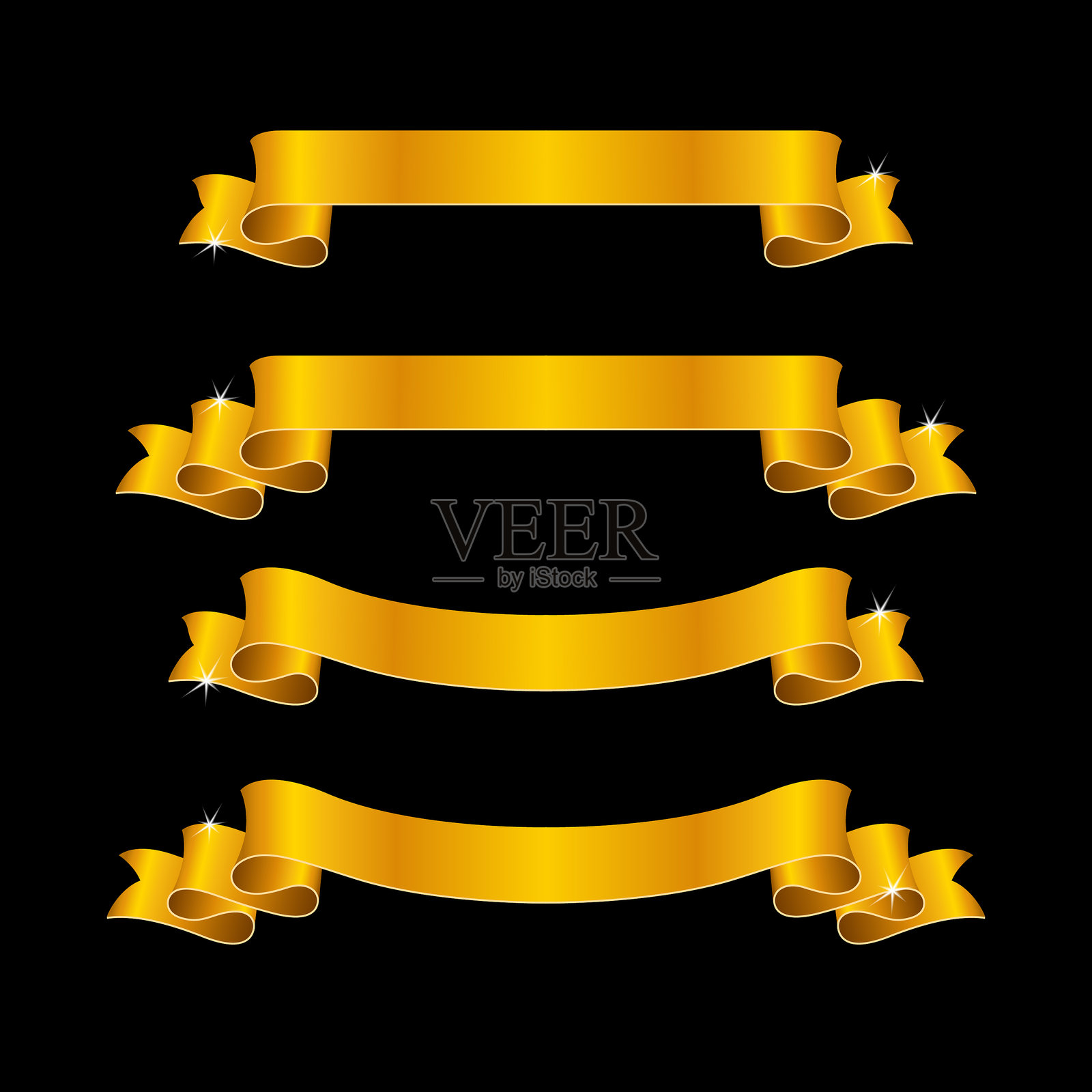 金色丝带矢量插图插画图片素材