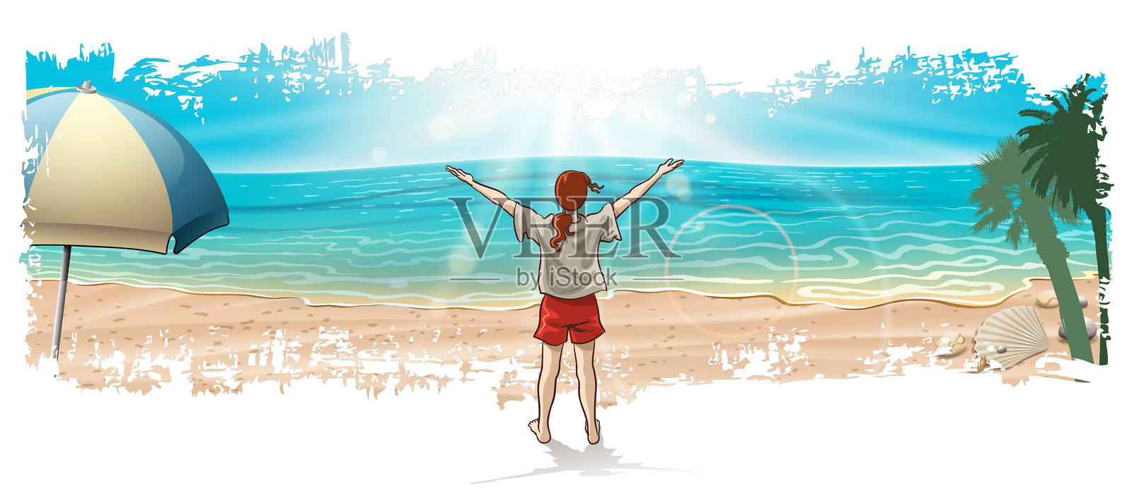 海滩日的活力插画图片素材