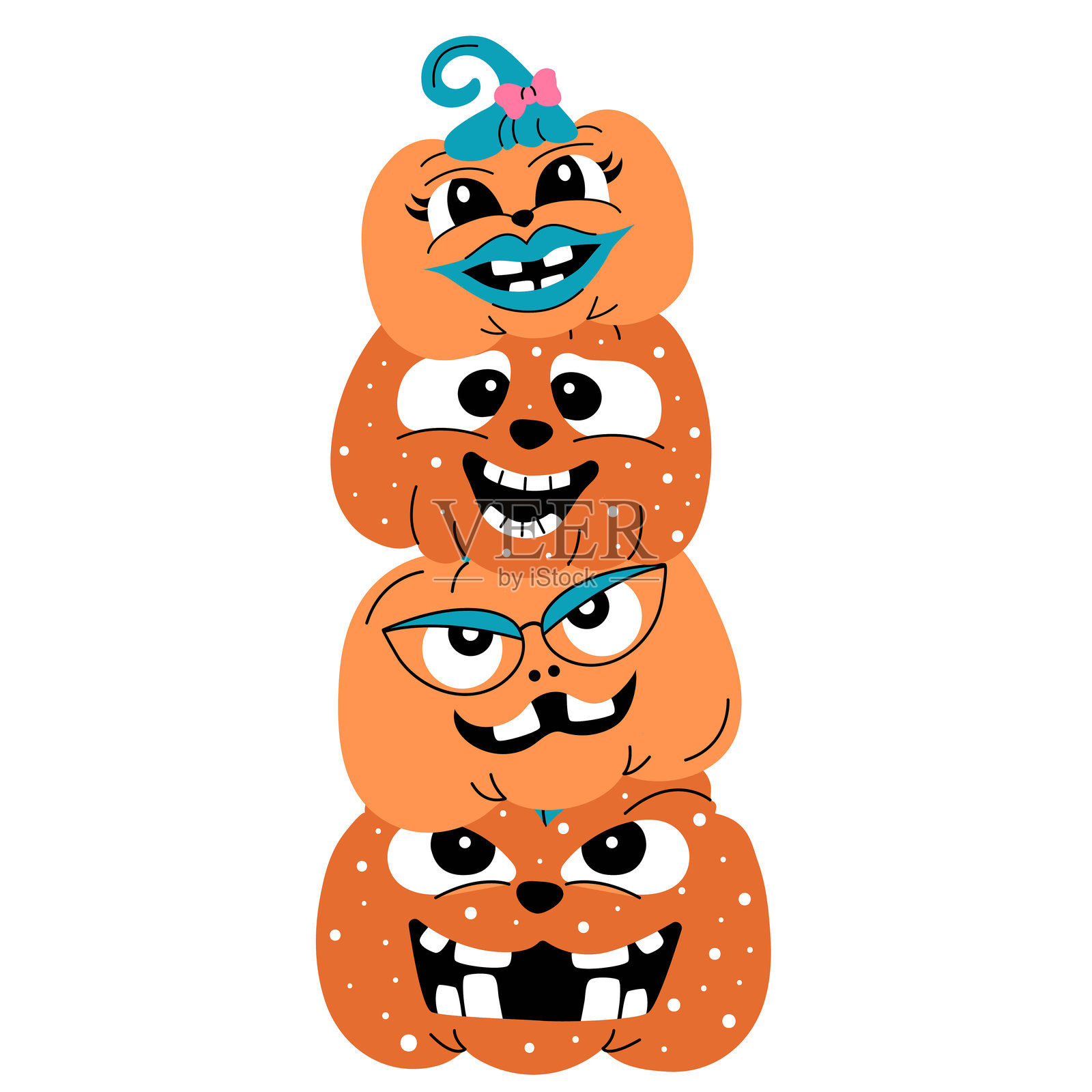 万圣节手绘孤立矢量插图，背景为白色插画图片素材