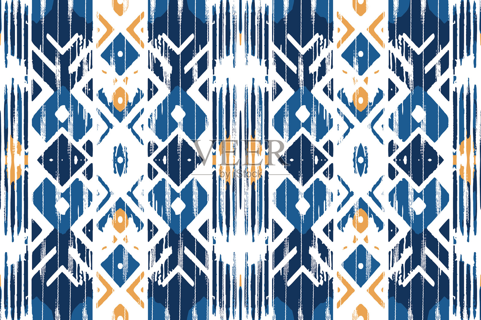 民族抽象伊卡特艺术。部落、民间刺绣和墨西哥风格的无缝图案。阿兹特克几何艺术装饰印刷。适用于地毯、壁纸、服装、包装、面料、封面和纺织品的设计。插画图片素材