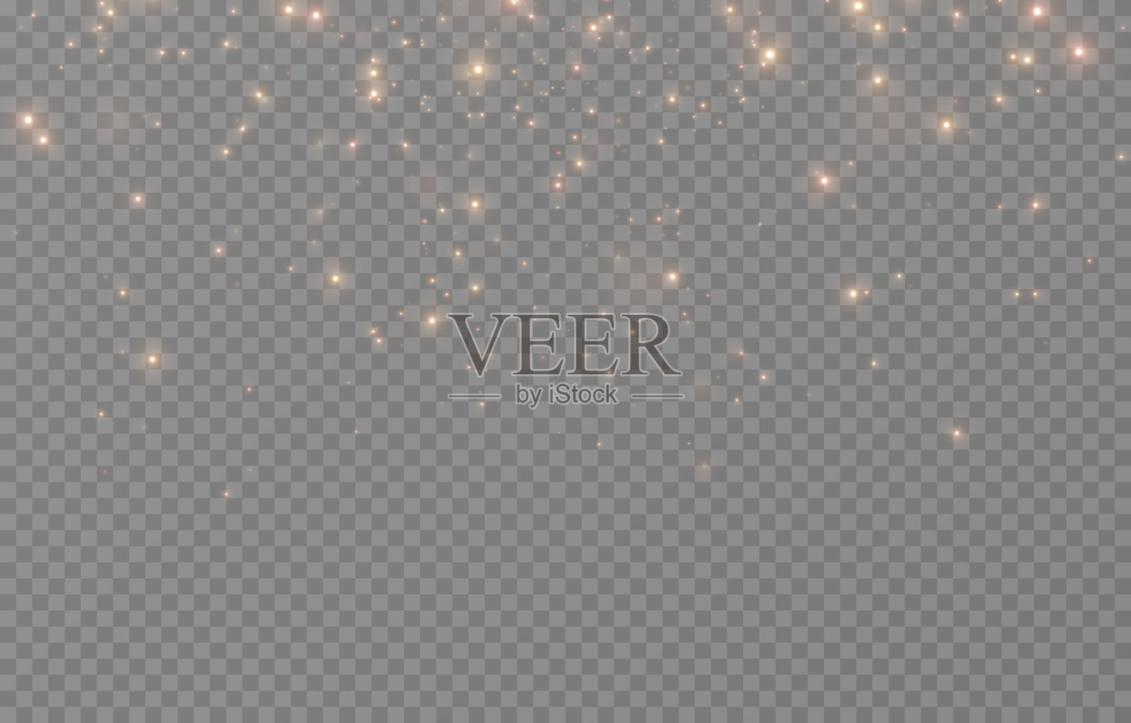 金色光辉尘埃。在透明背景上喷洒闪光粉。闪烁的光或闪烁的尘埃。圣诞灯光。插画图片素材