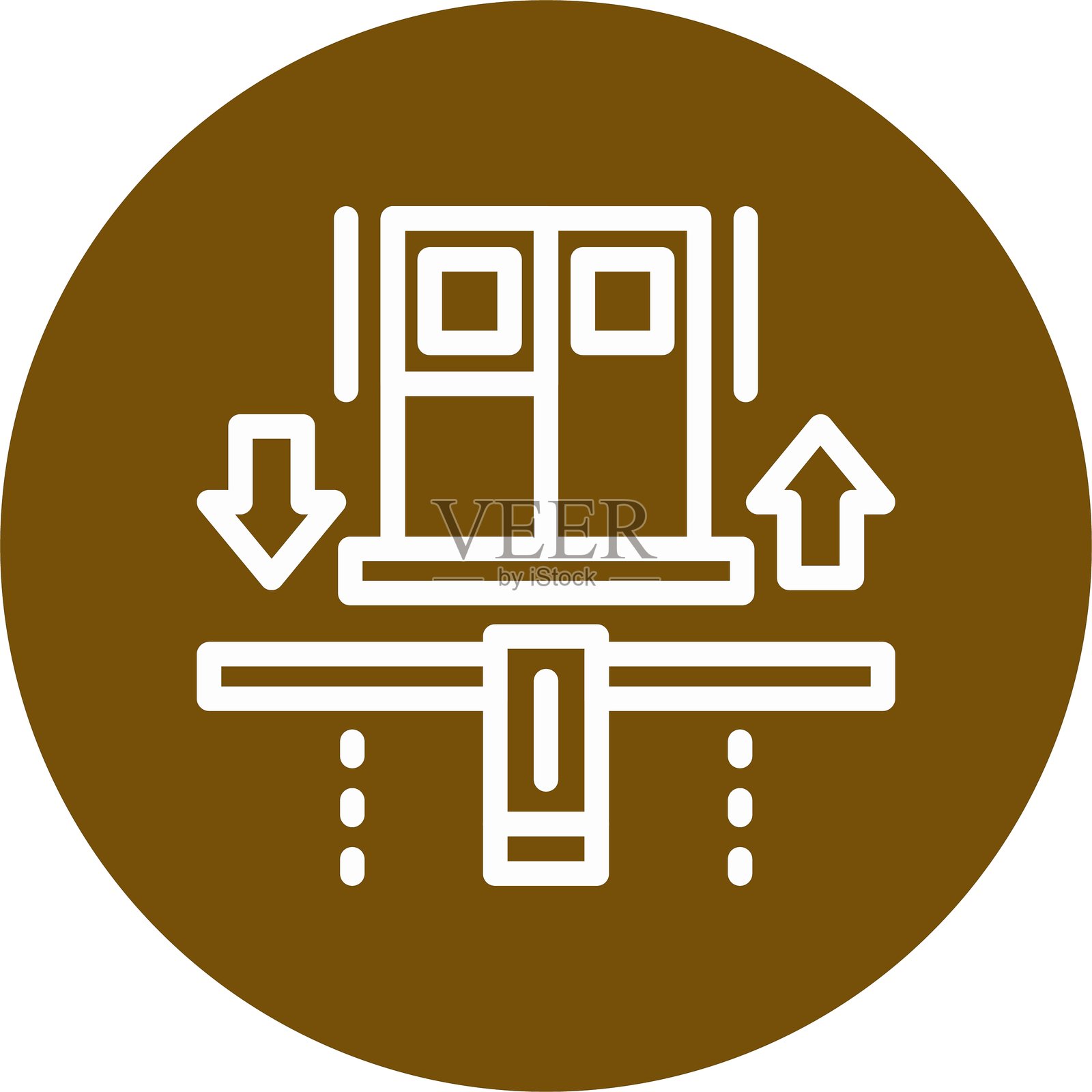 票务亭排队圆形风格图标设计插画图片素材