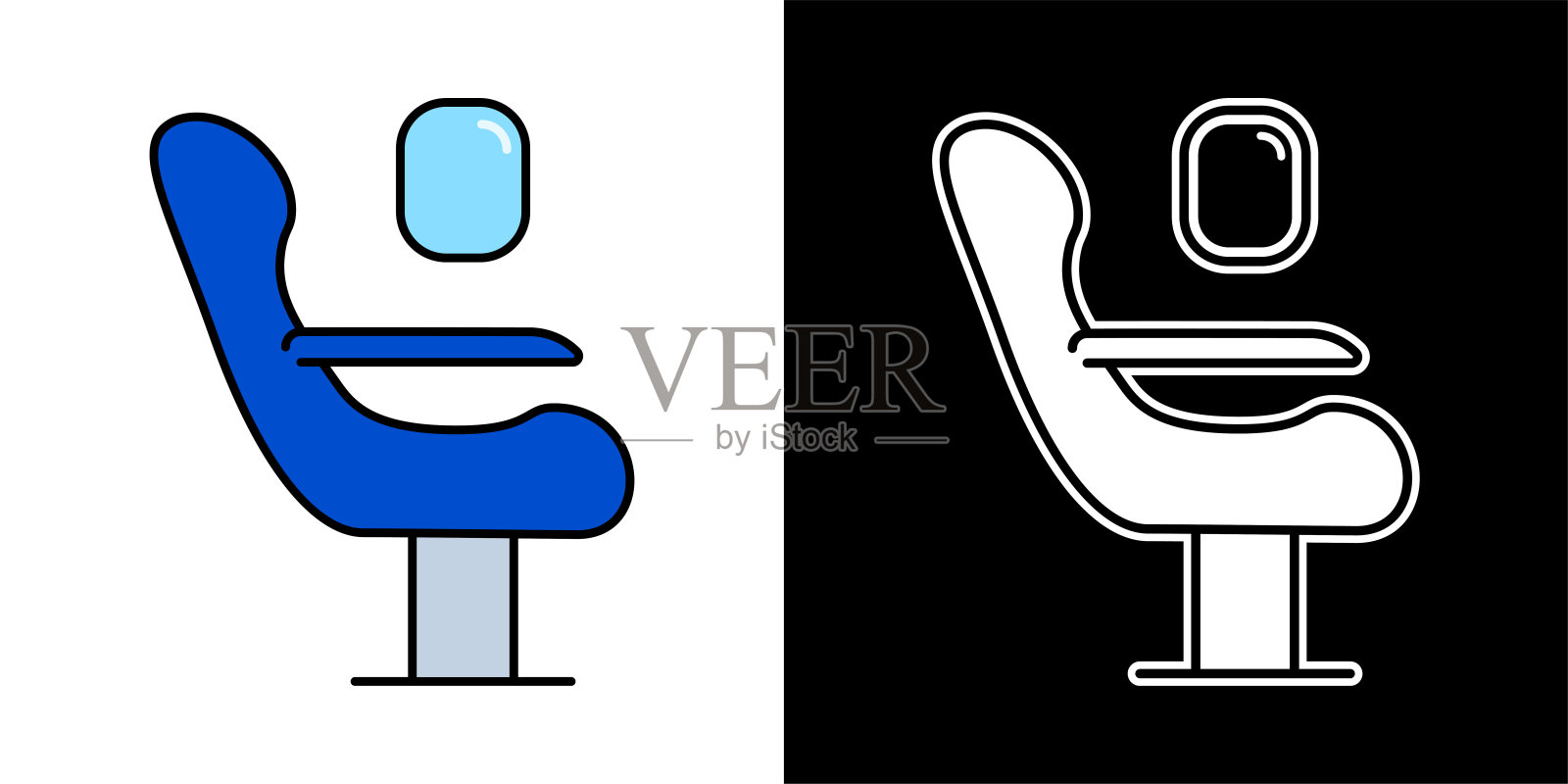 带窗户的飞机座位图标。插画图片素材