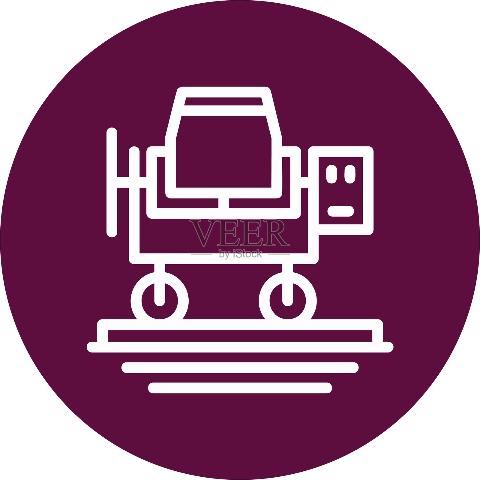 混凝土搅拌机线条圆形风格图标设计插画图片素材