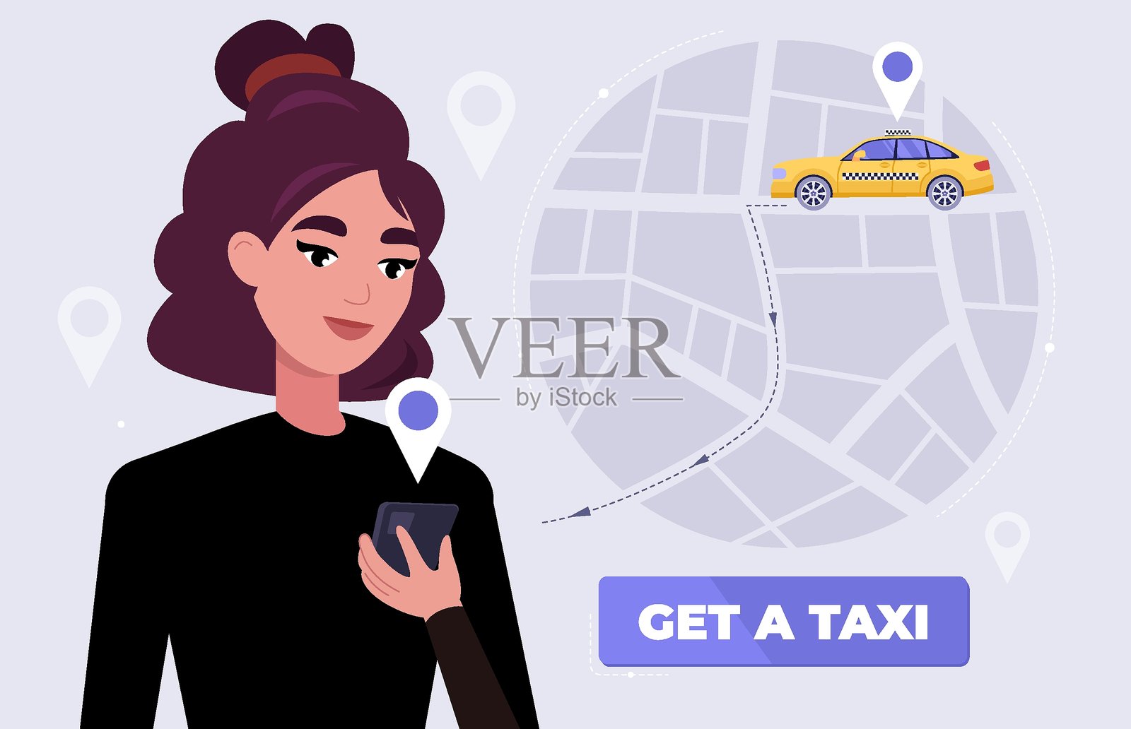 026 - 出租车插画图片素材