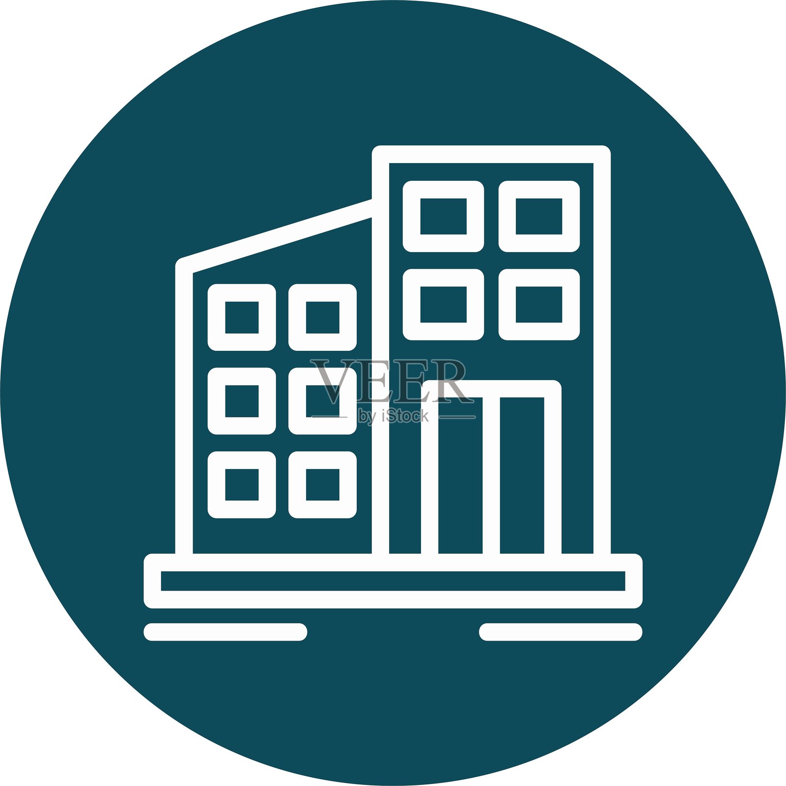 办公室线条圆形风格图标设计插画图片素材