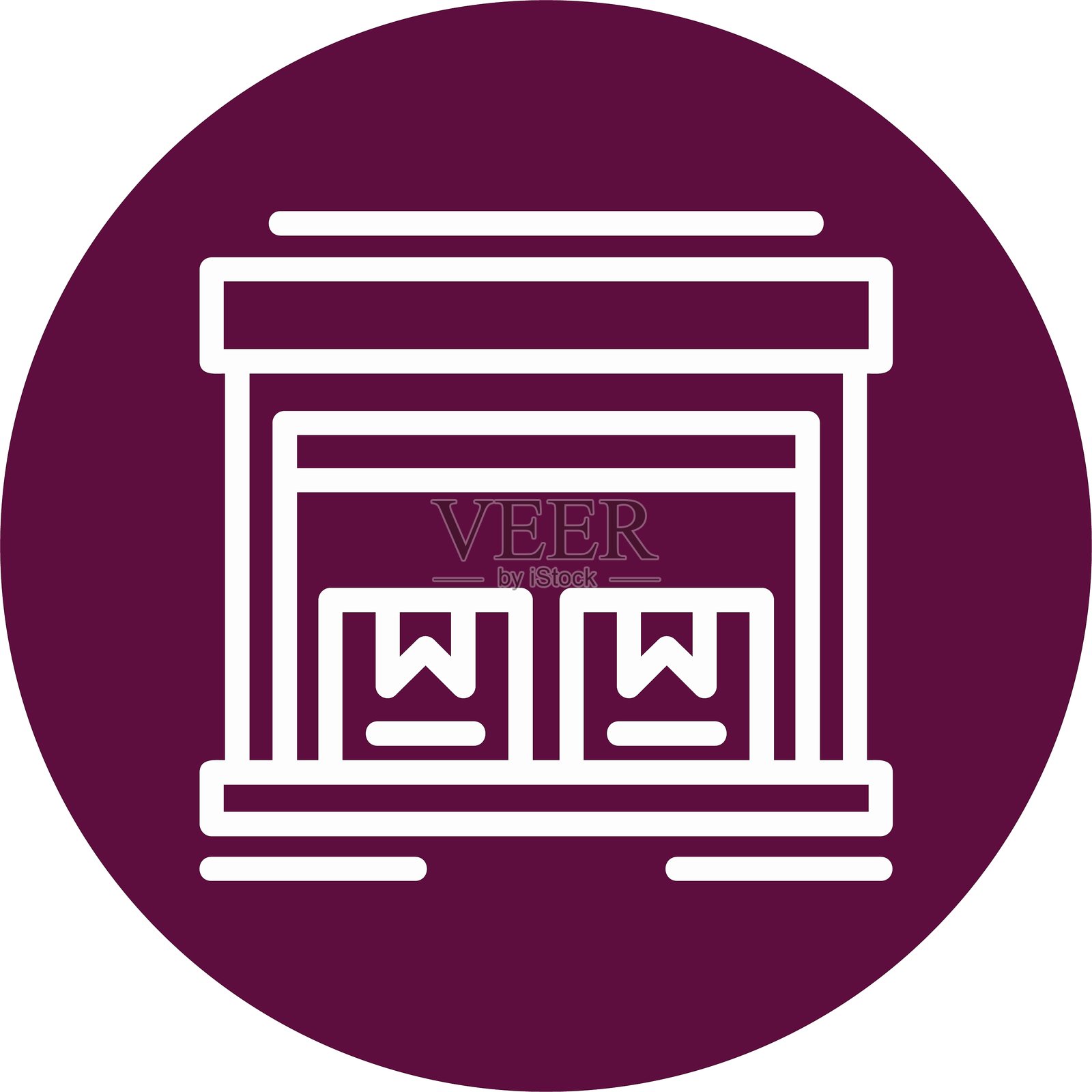 仓库线条圆形风格图标设计插画图片素材