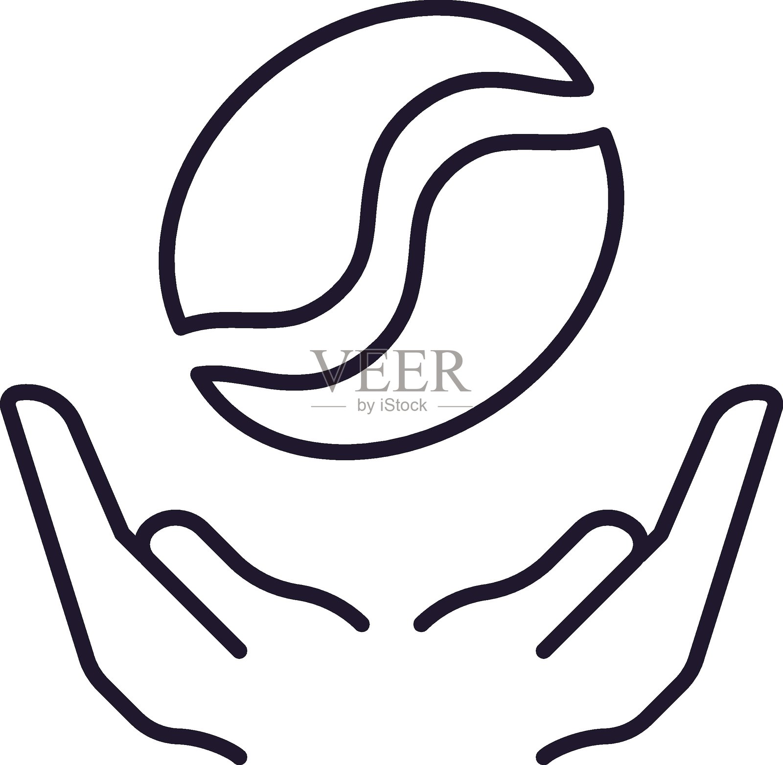 咖啡豆与张开的手掌图标，适用于图形、概念和应用程序插画图片素材