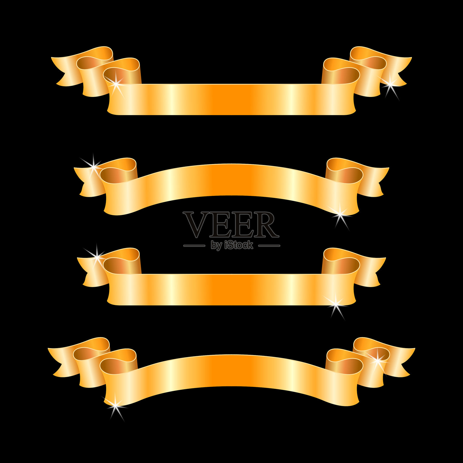 金色丝带横幅矢量插图插画图片素材