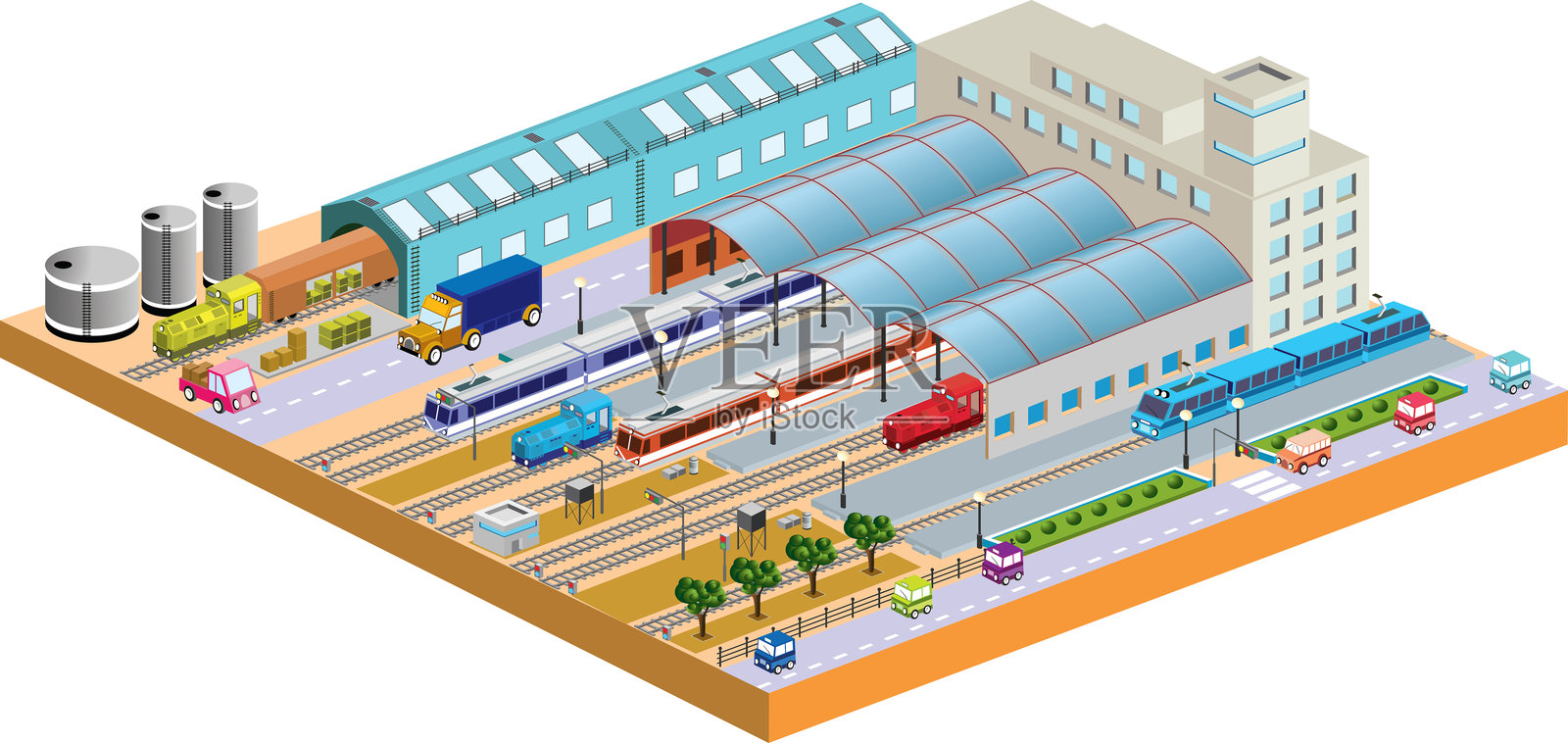 3D车站插画图片素材