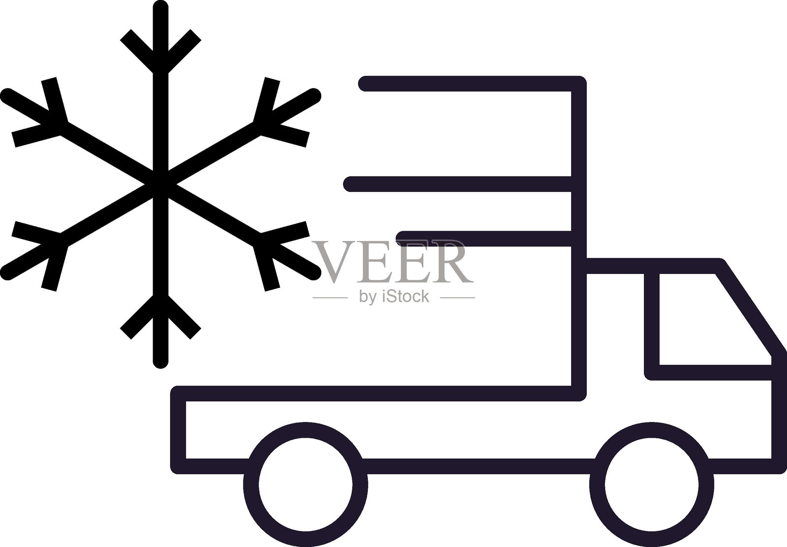 冰淇淋车的极简轮廓图标，适用于网页和图形设计、应用程序、横幅、社交网络和卡片插画图片素材