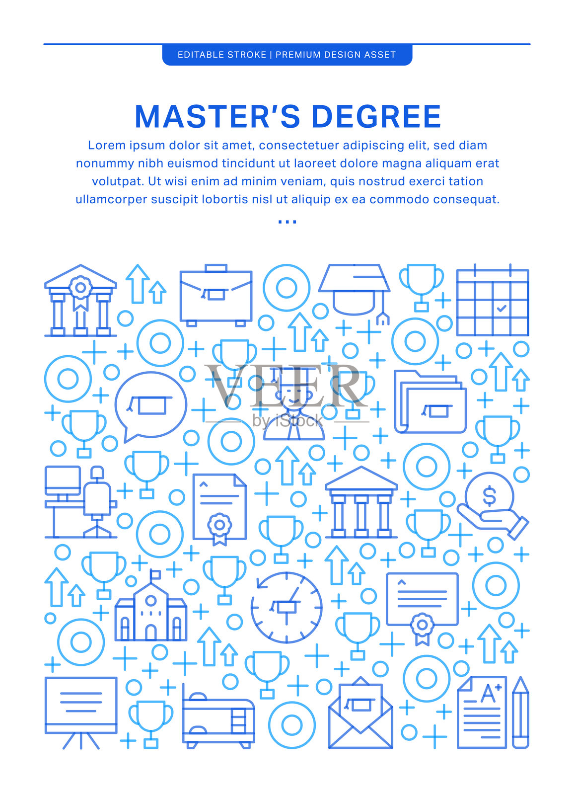 硕士学位图标线条风格插图插画图片素材