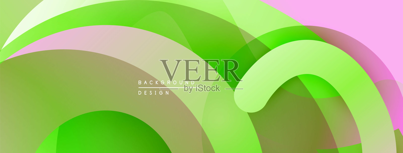 抽象波浪，绿色调占主导。粉色点缀呈现平滑渐变，现代设计元素可见。极简主义美学。插画图片素材