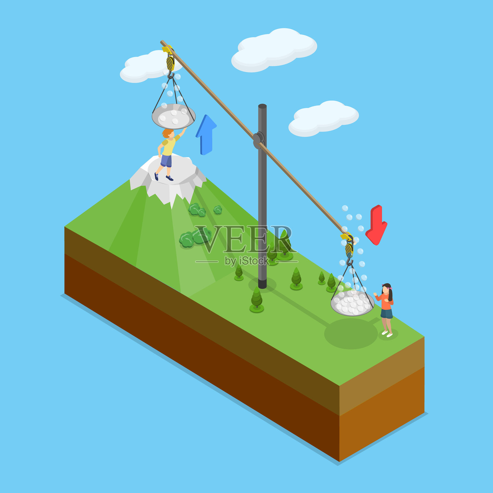 大气压力的3D等距平面矢量插图插画图片素材