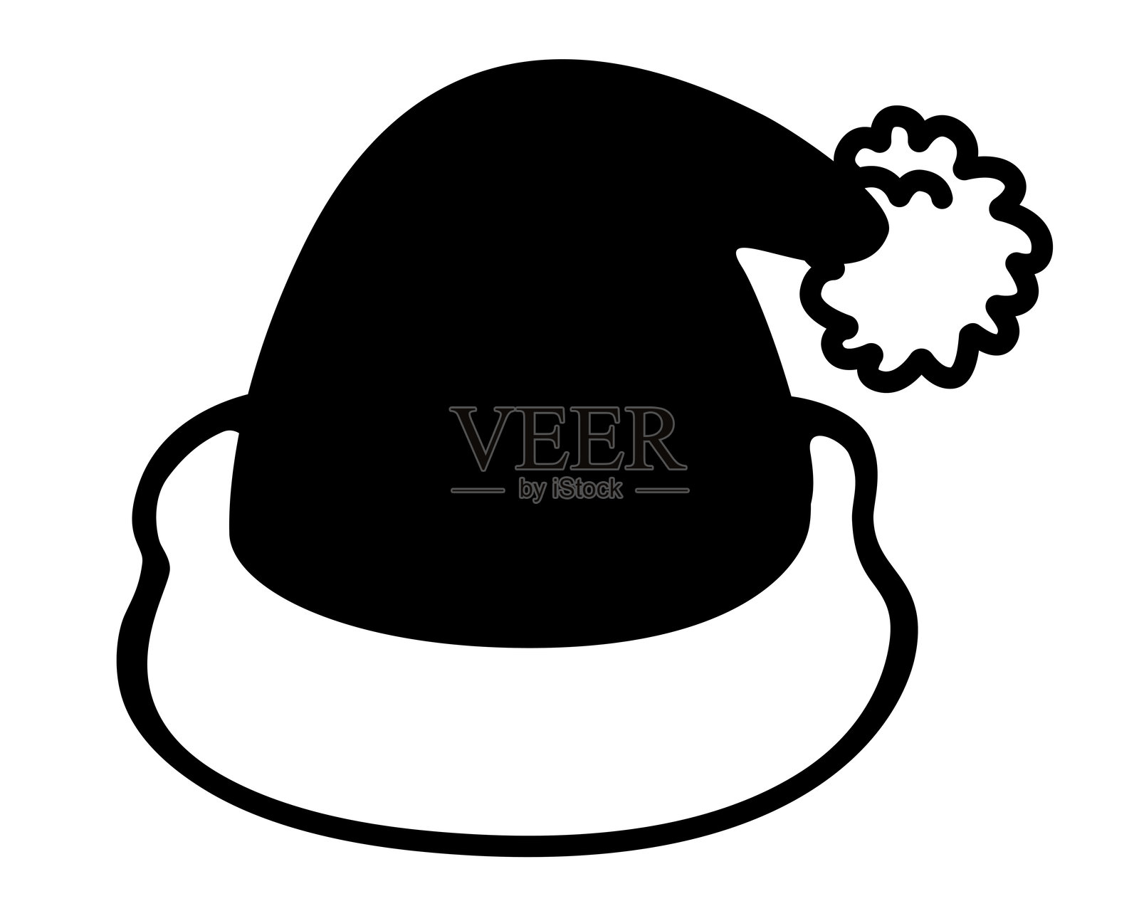 圣诞老人帽 - 用于标志或图标的矢量轮廓插图。圣诞节或新年艺术品插画图片素材