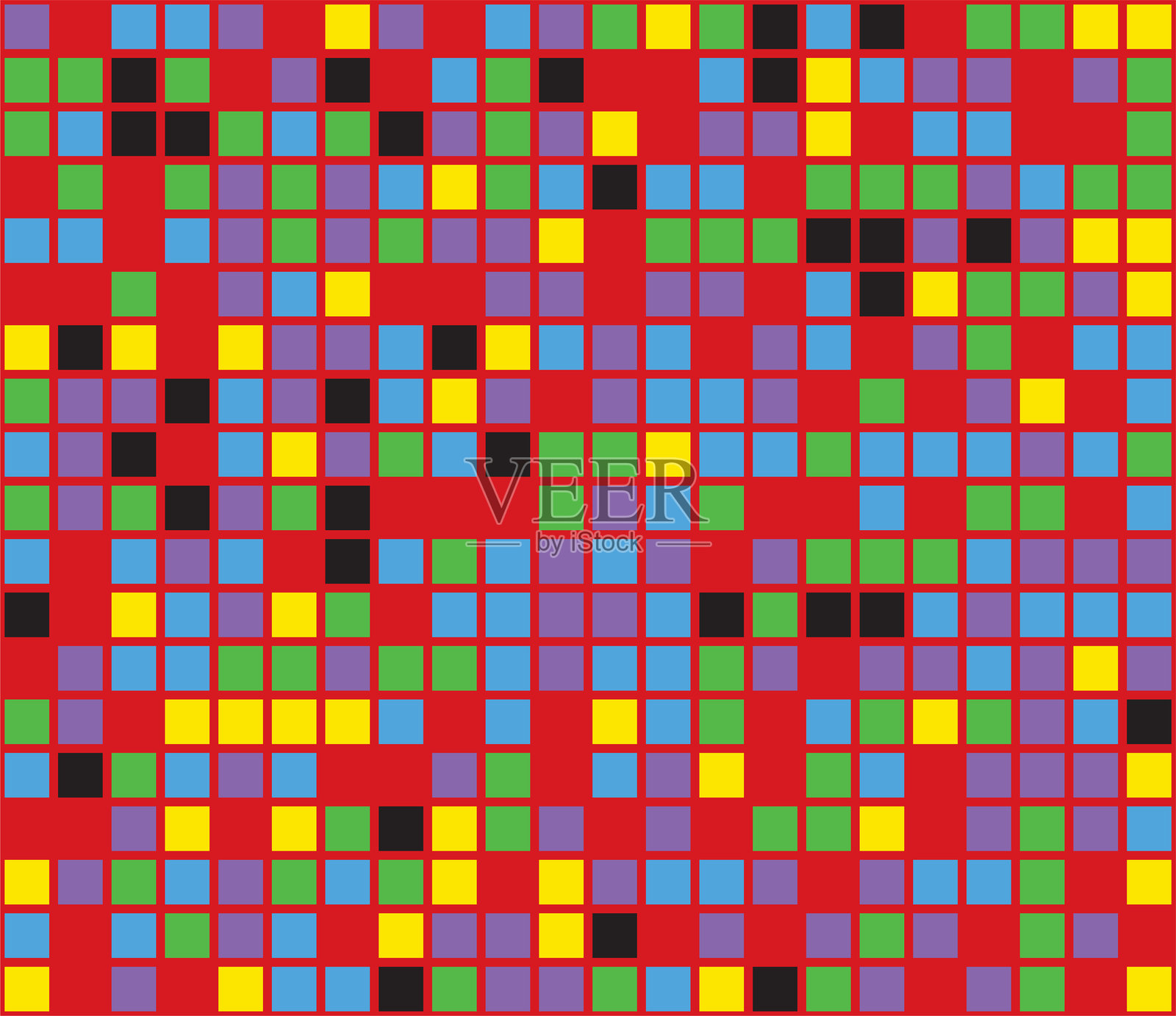 充满活力的红色抽象图案，色彩斑斓的方块，唤起马赛克或像素艺术的感觉。非常适合背景、纺织品、科技或现代设计项目。插画图片素材