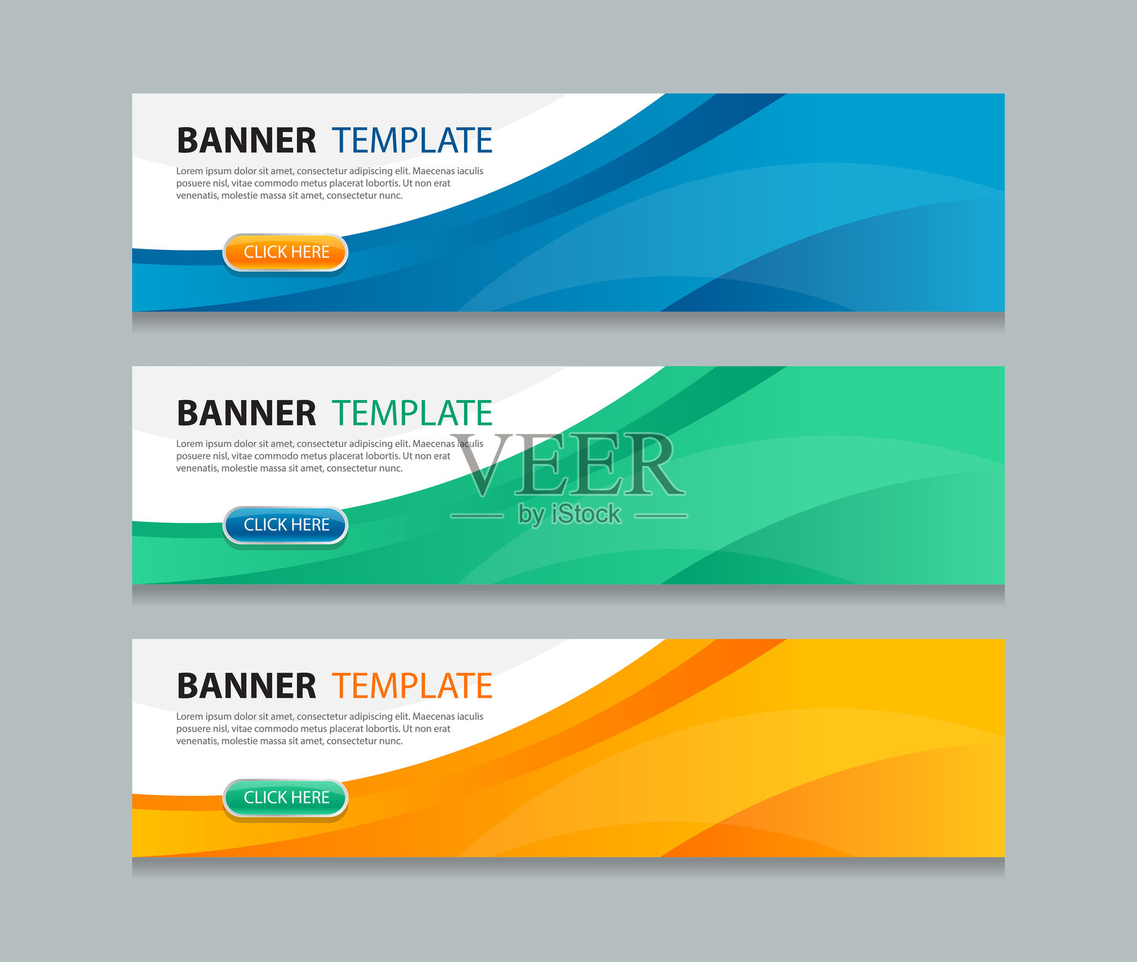 抽象的横幅网页设计背景模板。三种颜色渐变风格。适合网页和社交媒体广告。矢量插图文件。插画图片素材