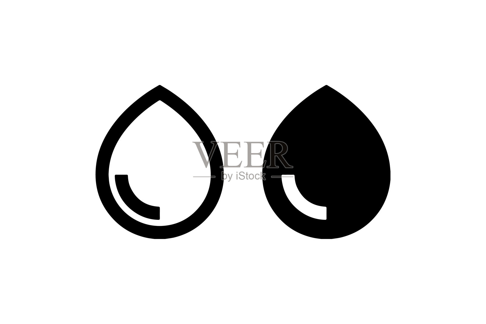 黑白雨滴图标在简单背景上插画图片素材