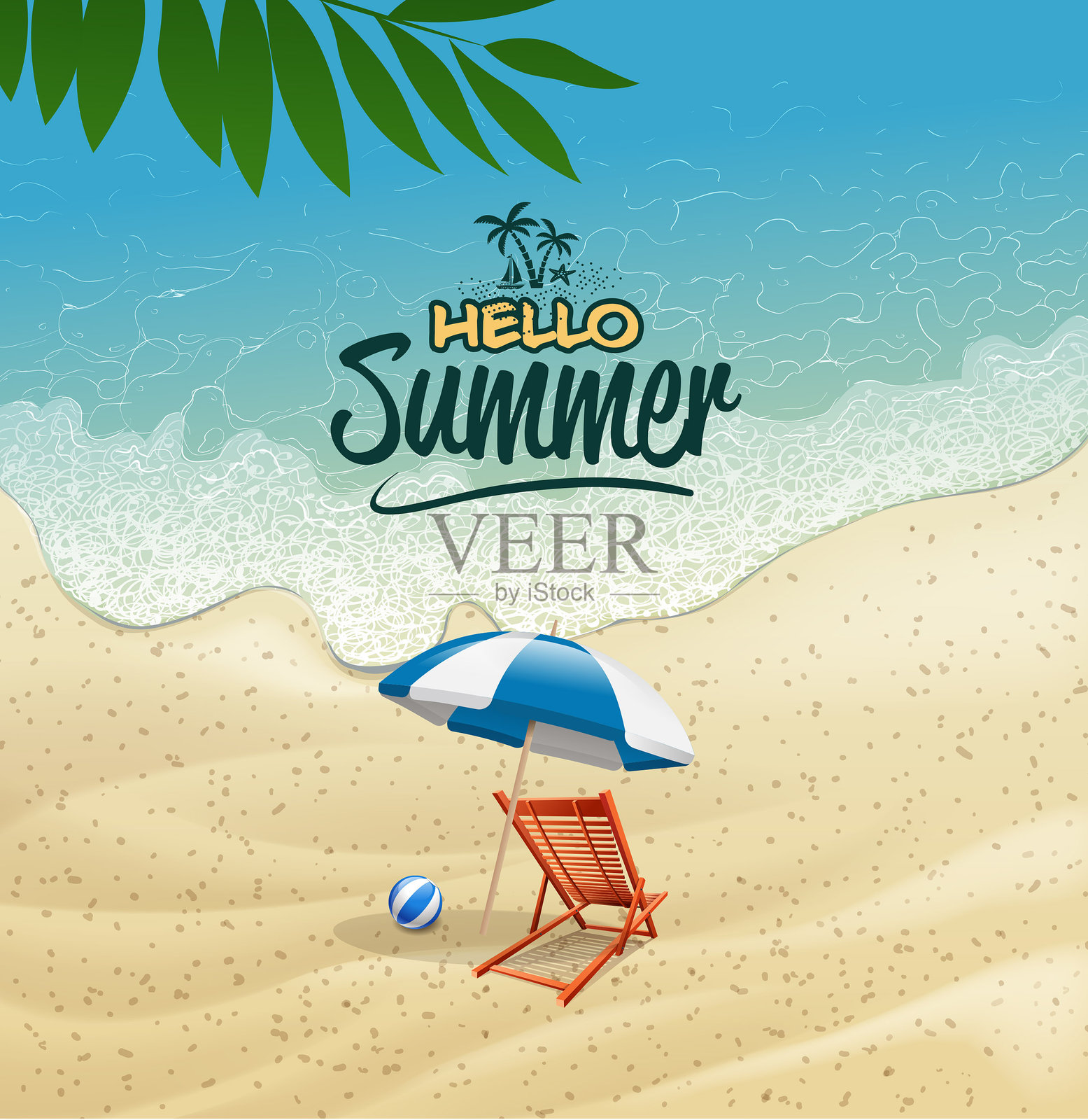 宁静的海滩插画图片素材