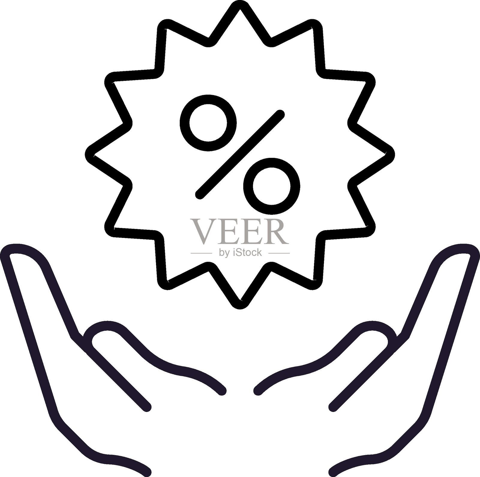 开放手势符号的百分比，适用于图形设计、网站、卡片、书籍和文章插画图片素材