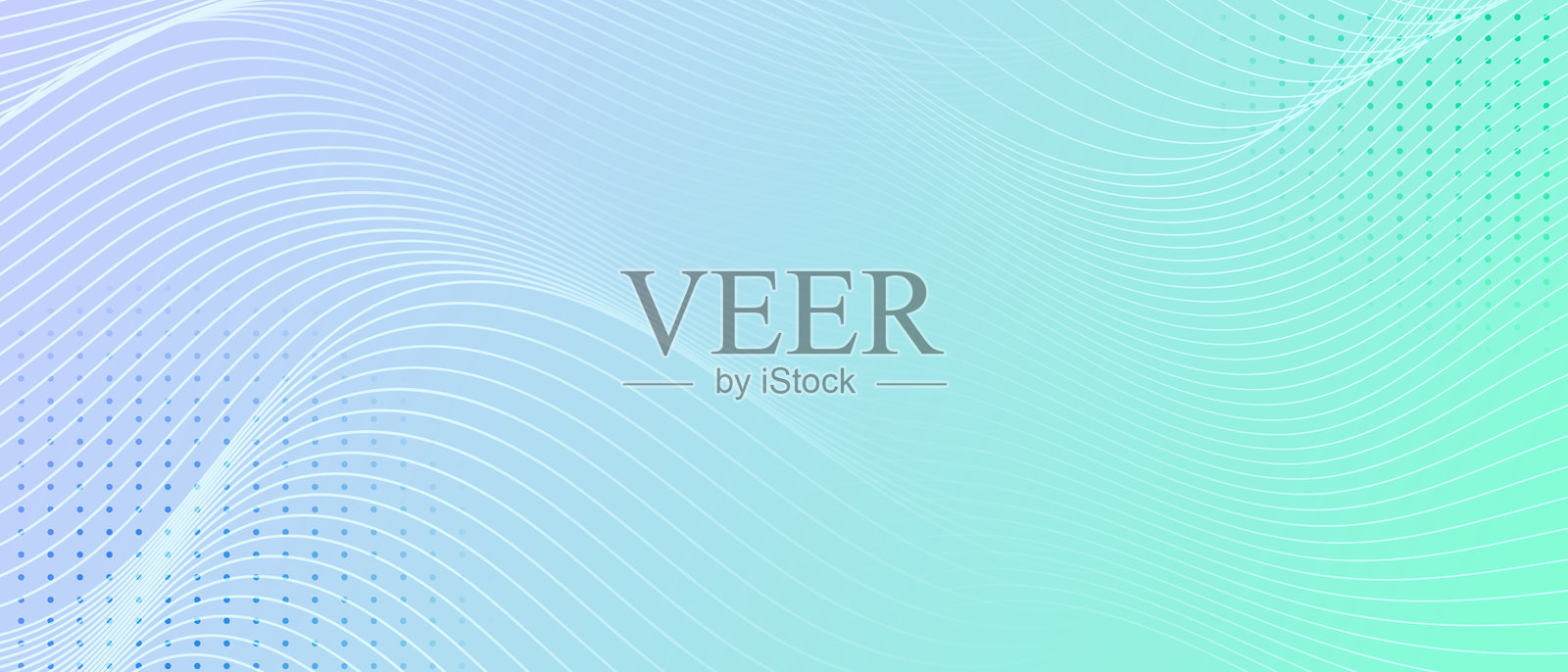 柔和的蓝绿色渐变与流动线条的极简抽象背景插画图片素材