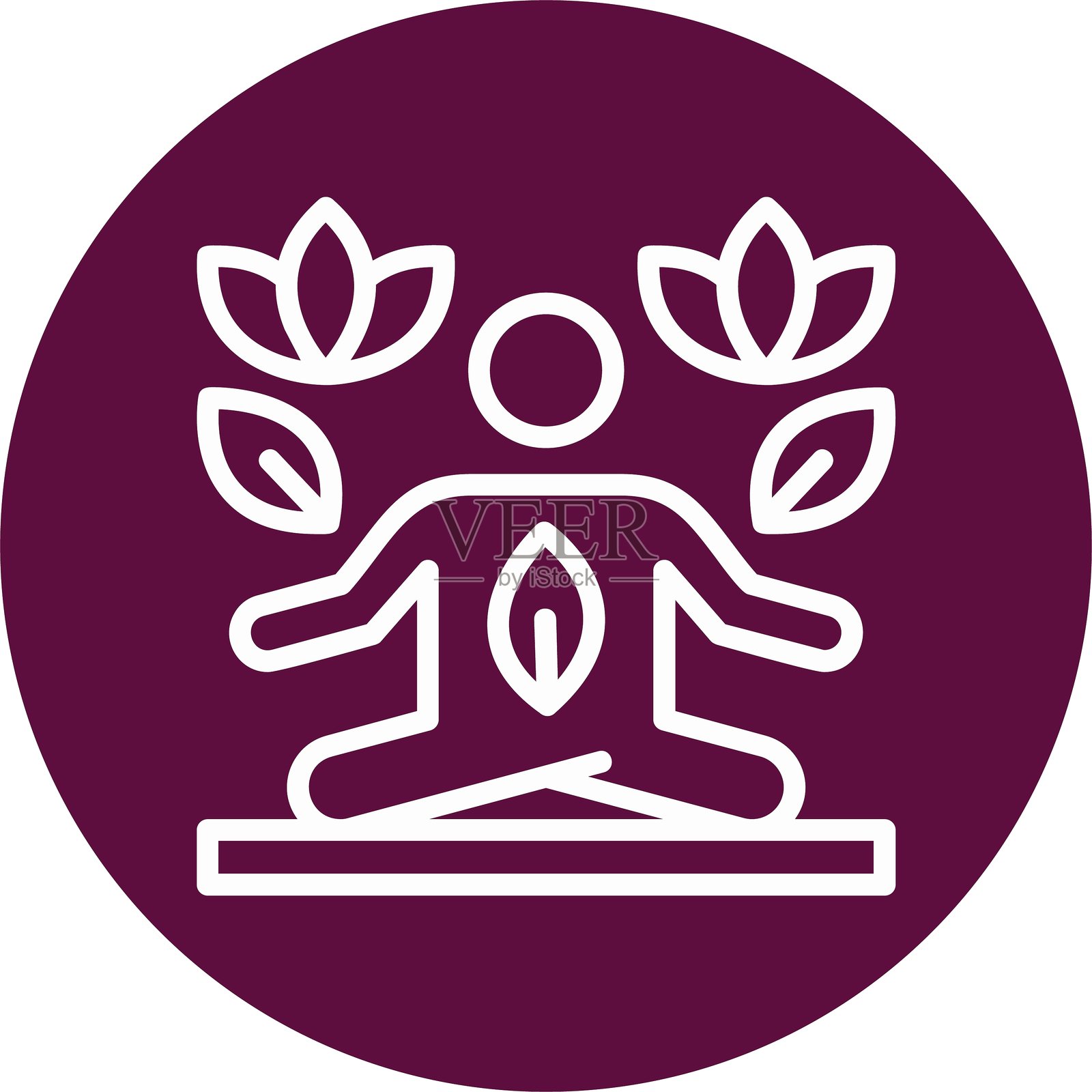 瑜伽线条圆形风格图标设计插画图片素材