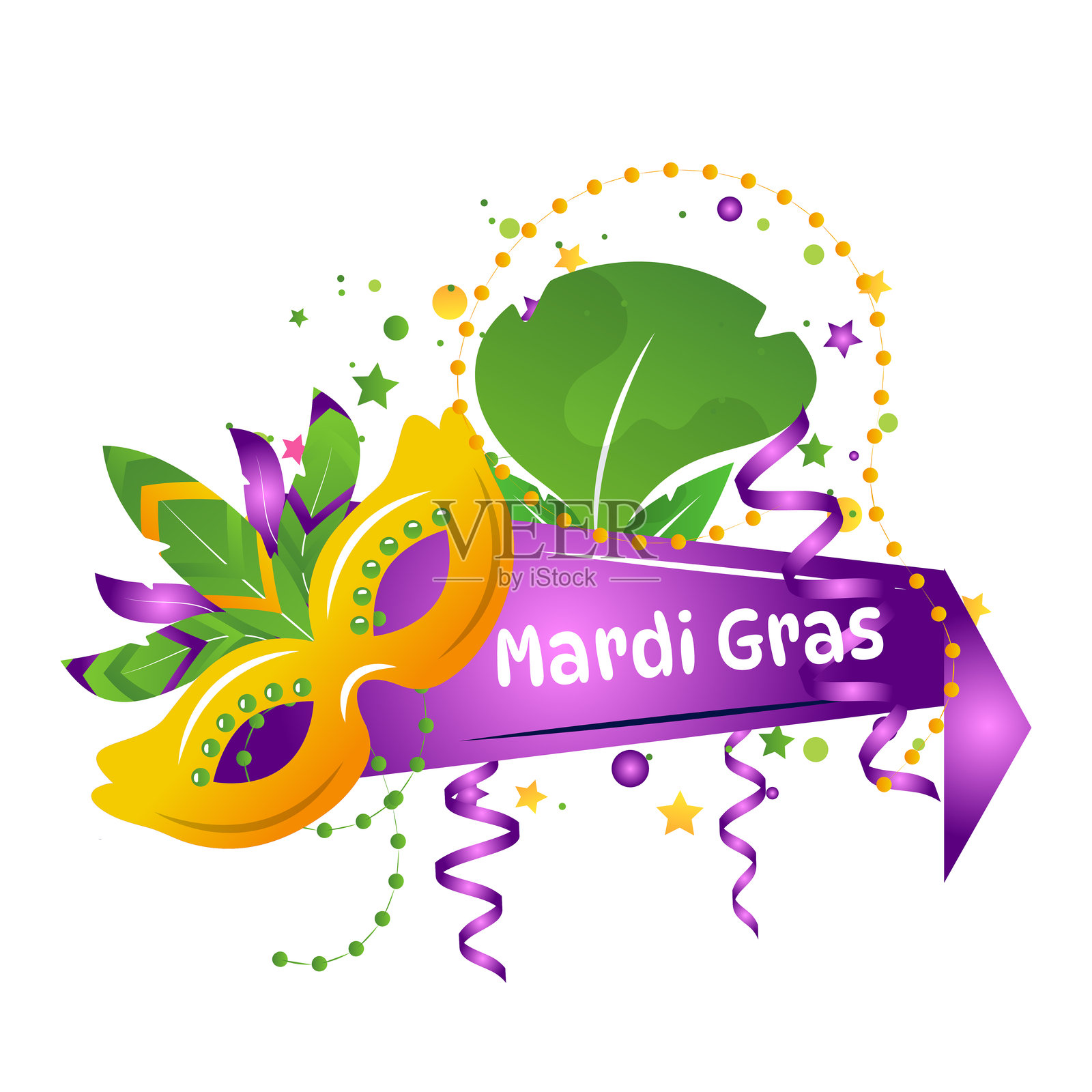 紫色和绿色的狂欢节插图插画图片素材