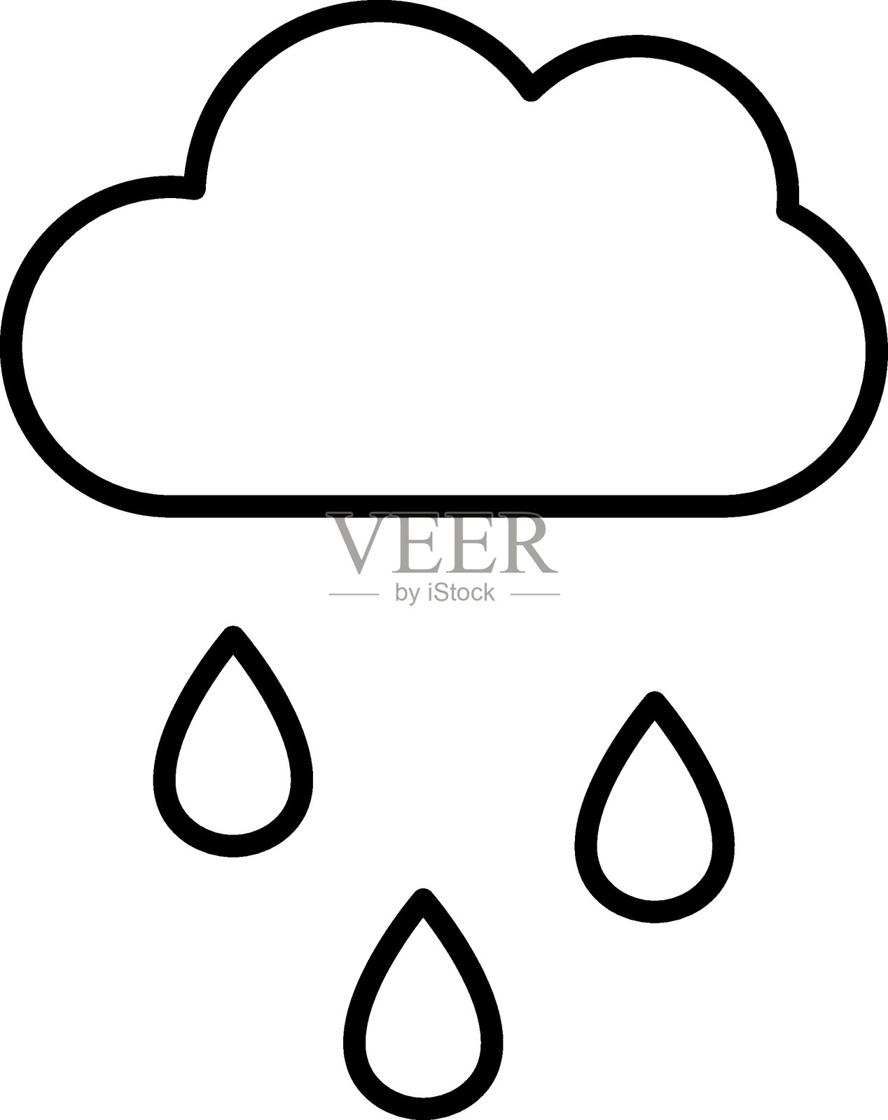 云下的雨，极简风格的网络和图形设计标志，适用于应用程序、横幅、社交网络和卡片插画图片素材