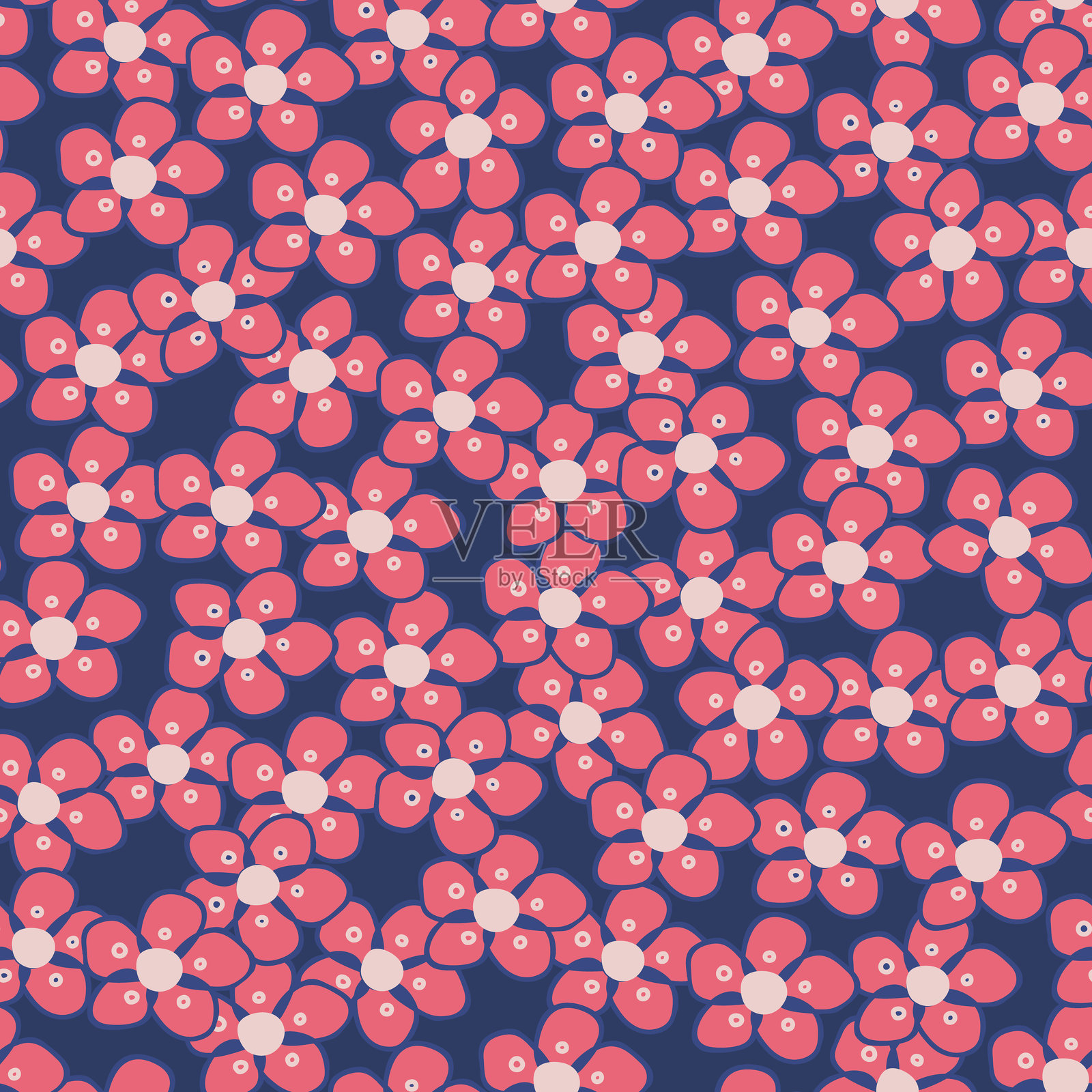 美丽的花卉图案，包含小型抽象花朵。小碎花印花。花卉无缝背景。复古时尚印花模板。插画图片素材