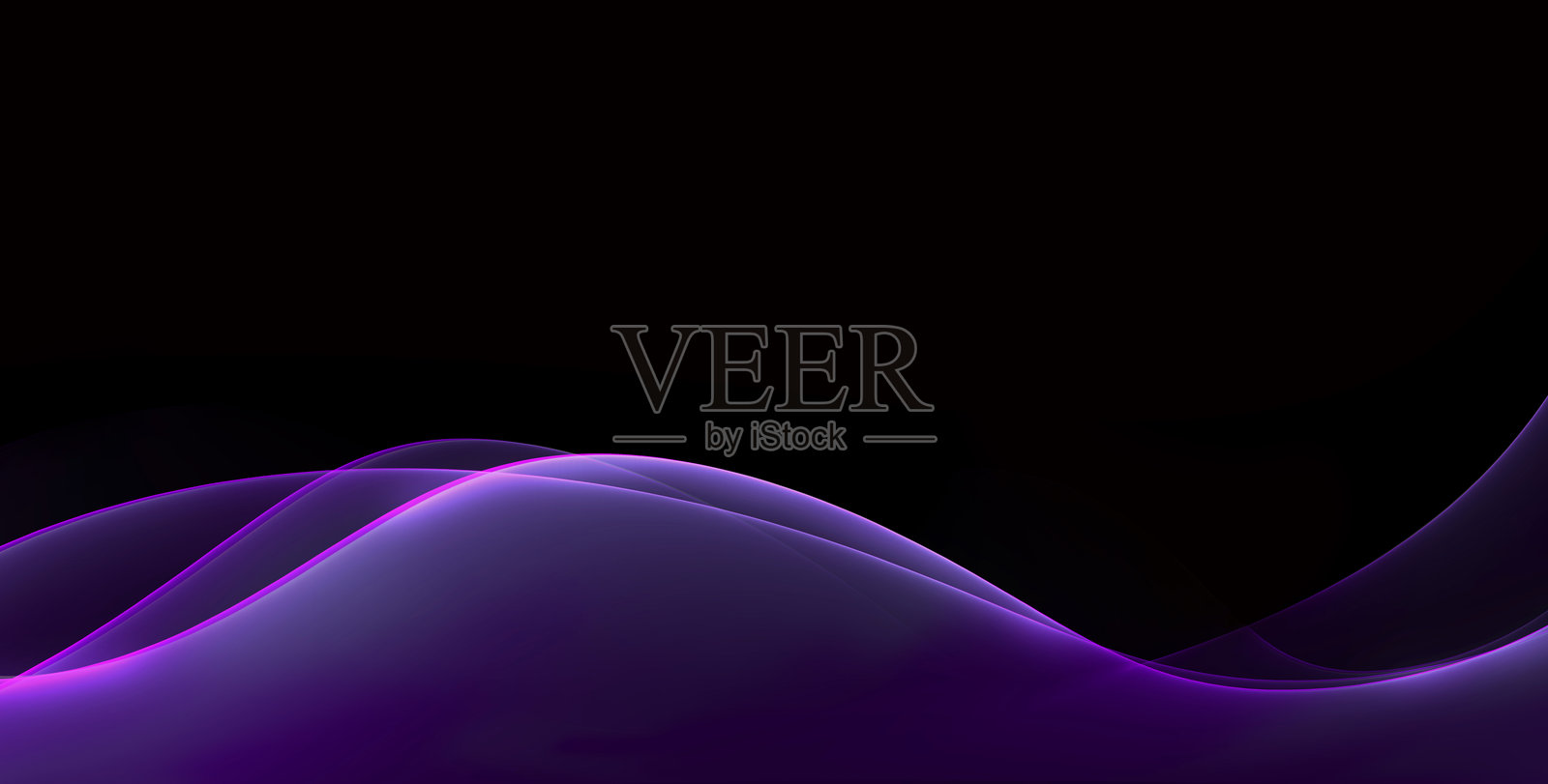 黑色背景上的紫色波浪。图像传达出宁静与安详的氛围。照片摄影图片