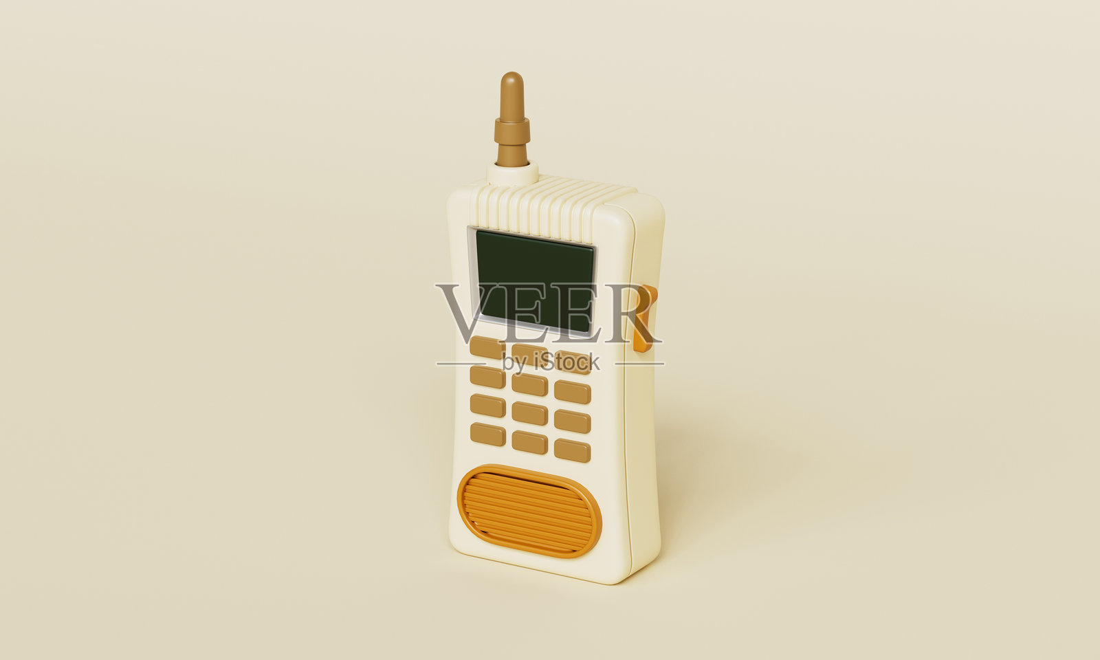 复古无线电话或对讲机图标。3D渲染。照片摄影图片