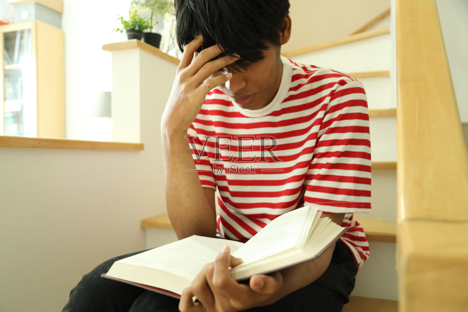 在家阅读书籍照片摄影图片