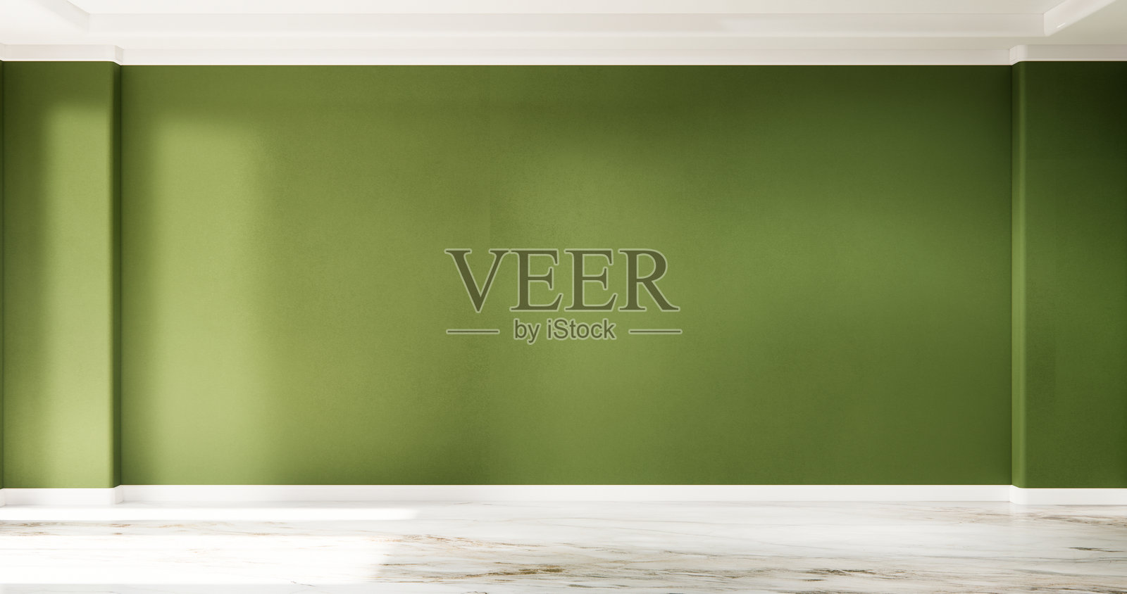 空荡荡的绿色现代客厅模型 .3D 渲染照片摄影图片