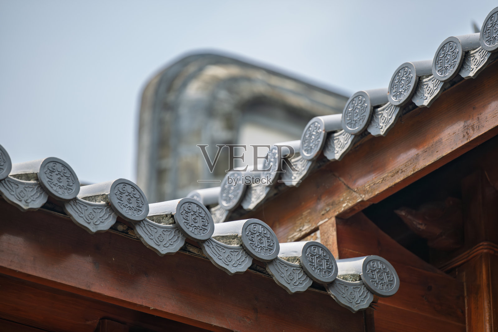 传统建筑檐口的细节视图照片摄影图片