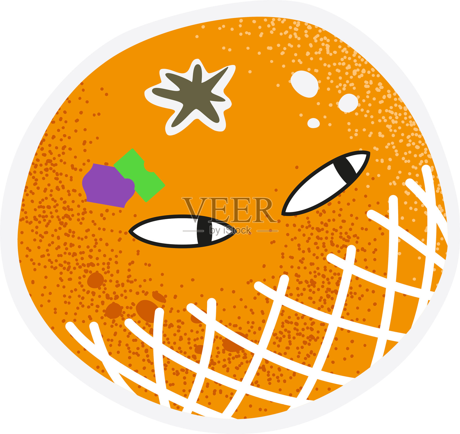 有眼睛的橙色生动水果角色插画图片素材