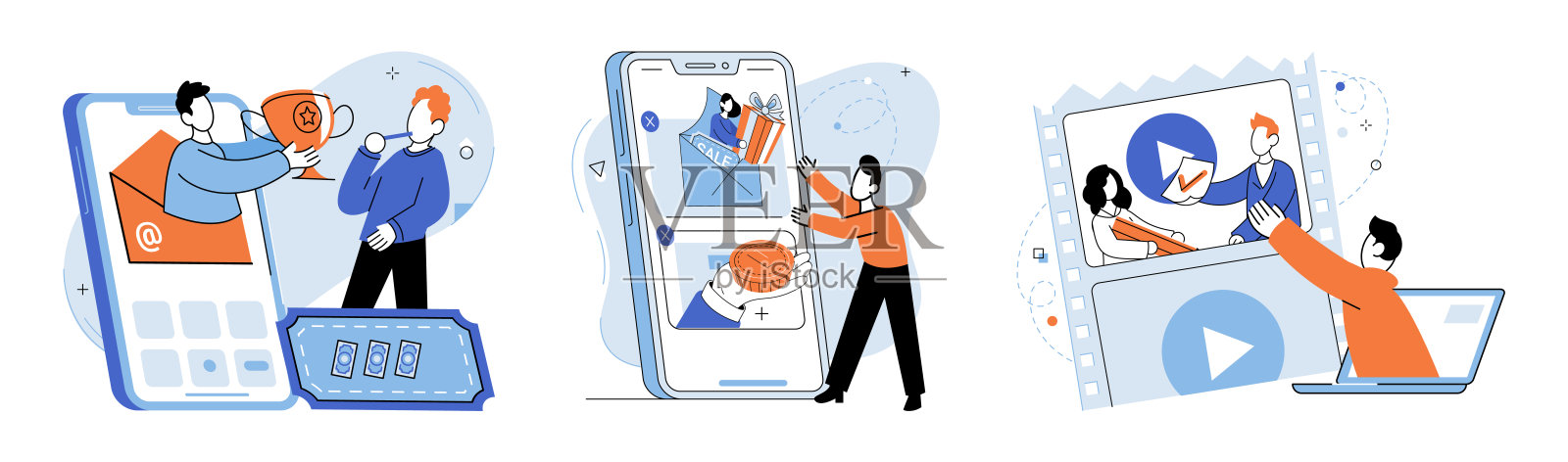 视频营销。有效的管理确保视频营销活动的顺利执行。插画图片素材