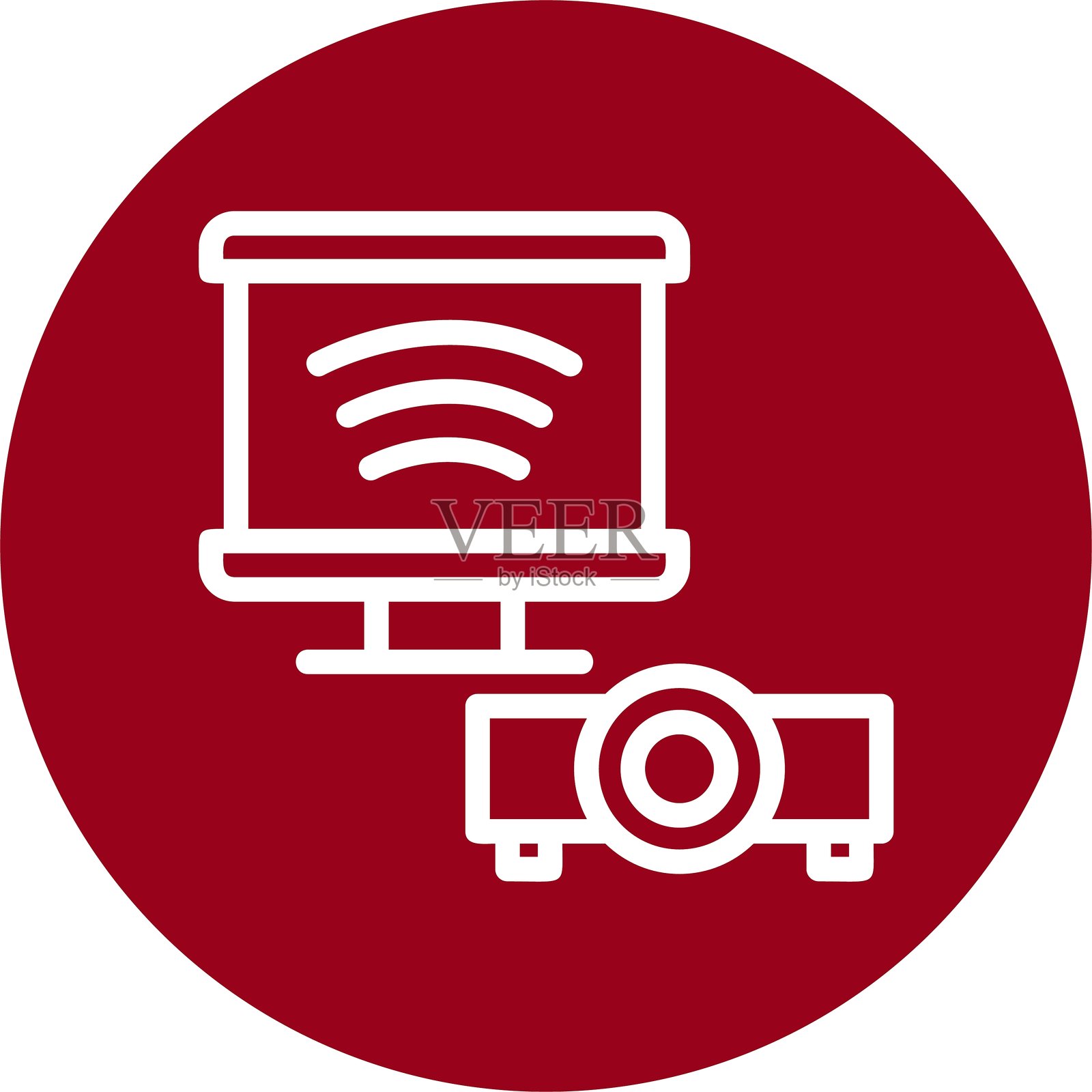 投影仪线条圆形风格图标设计插画图片素材