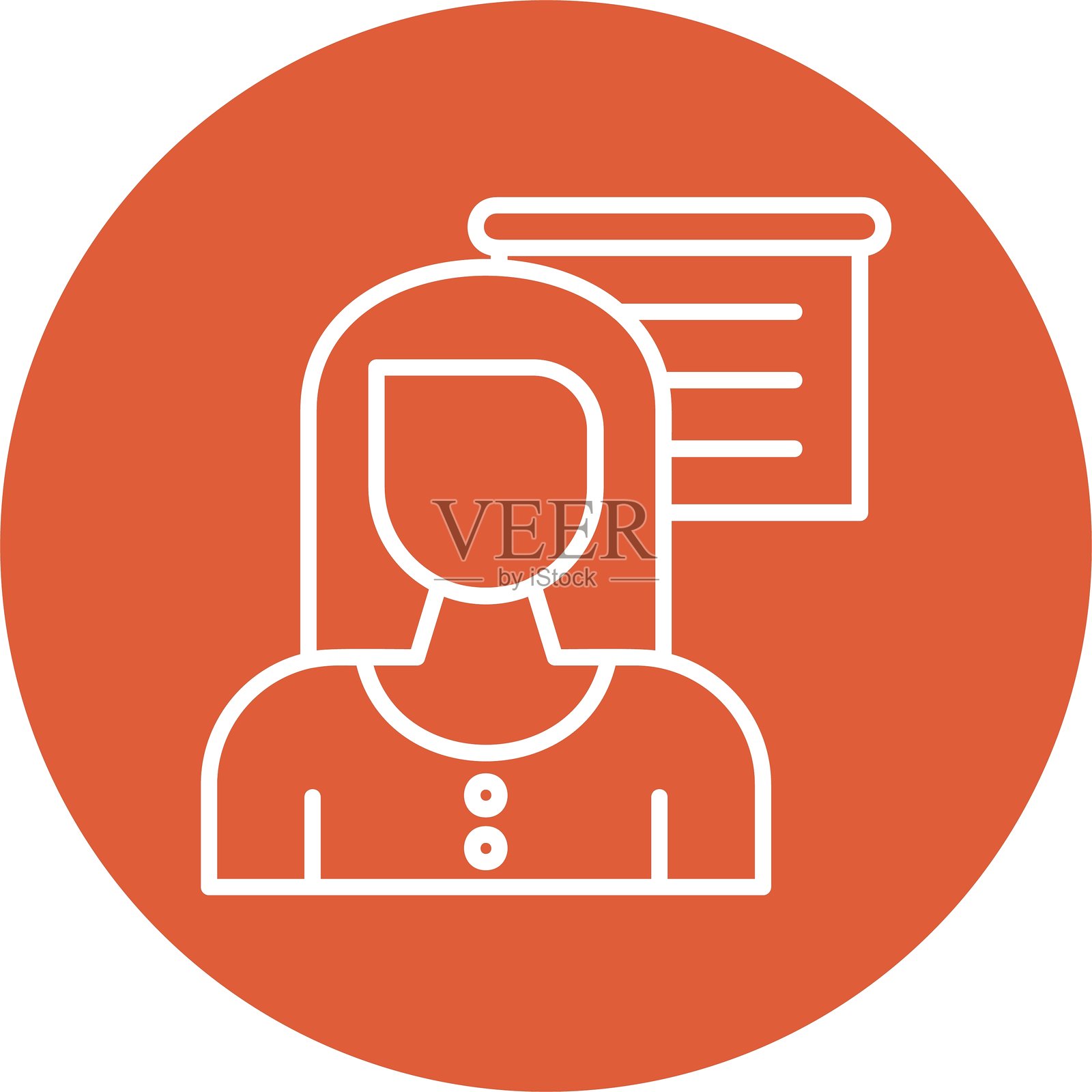 教师线条圆形风格图标设计插画图片素材