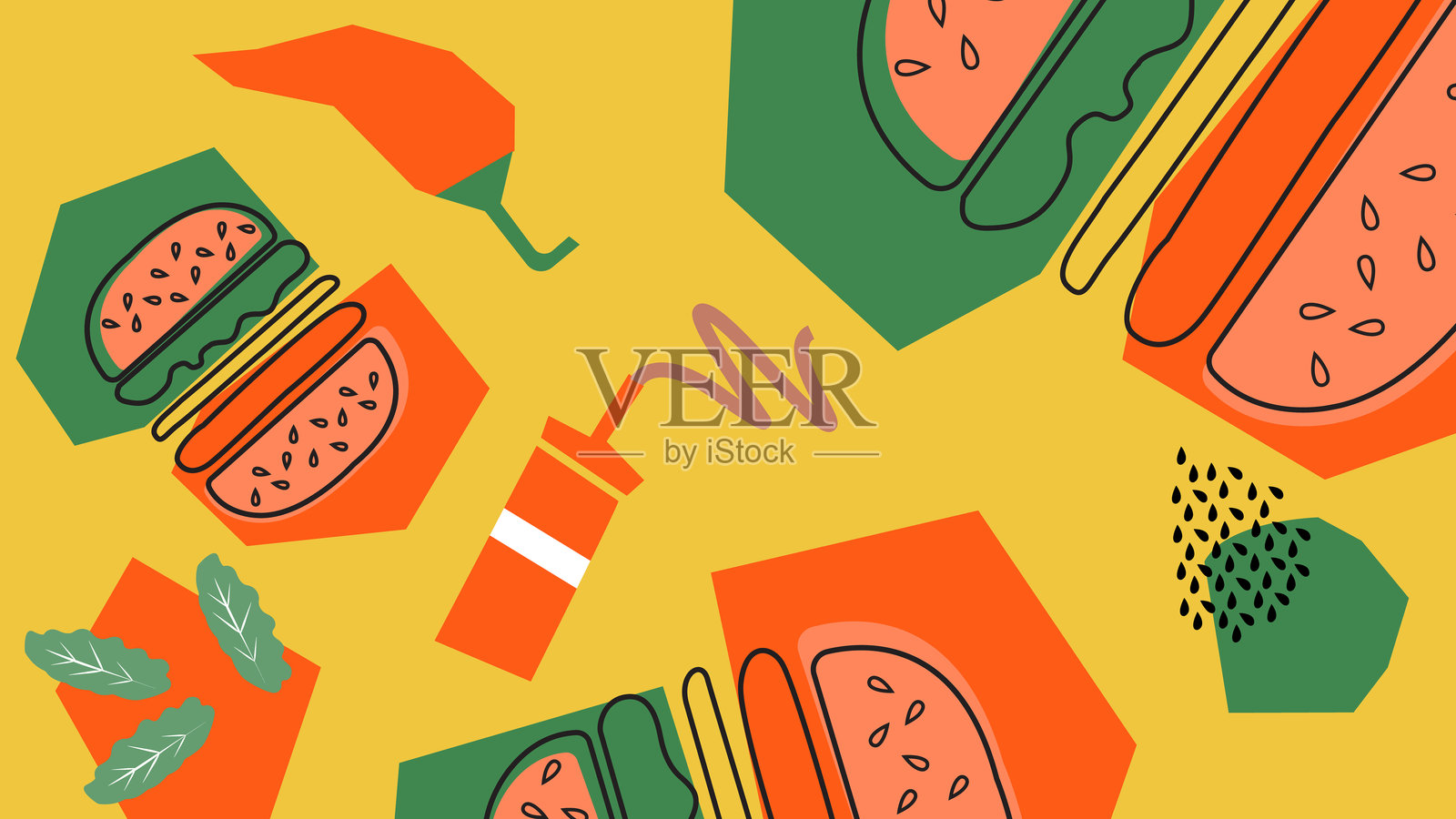 快餐食材背景插画图片素材