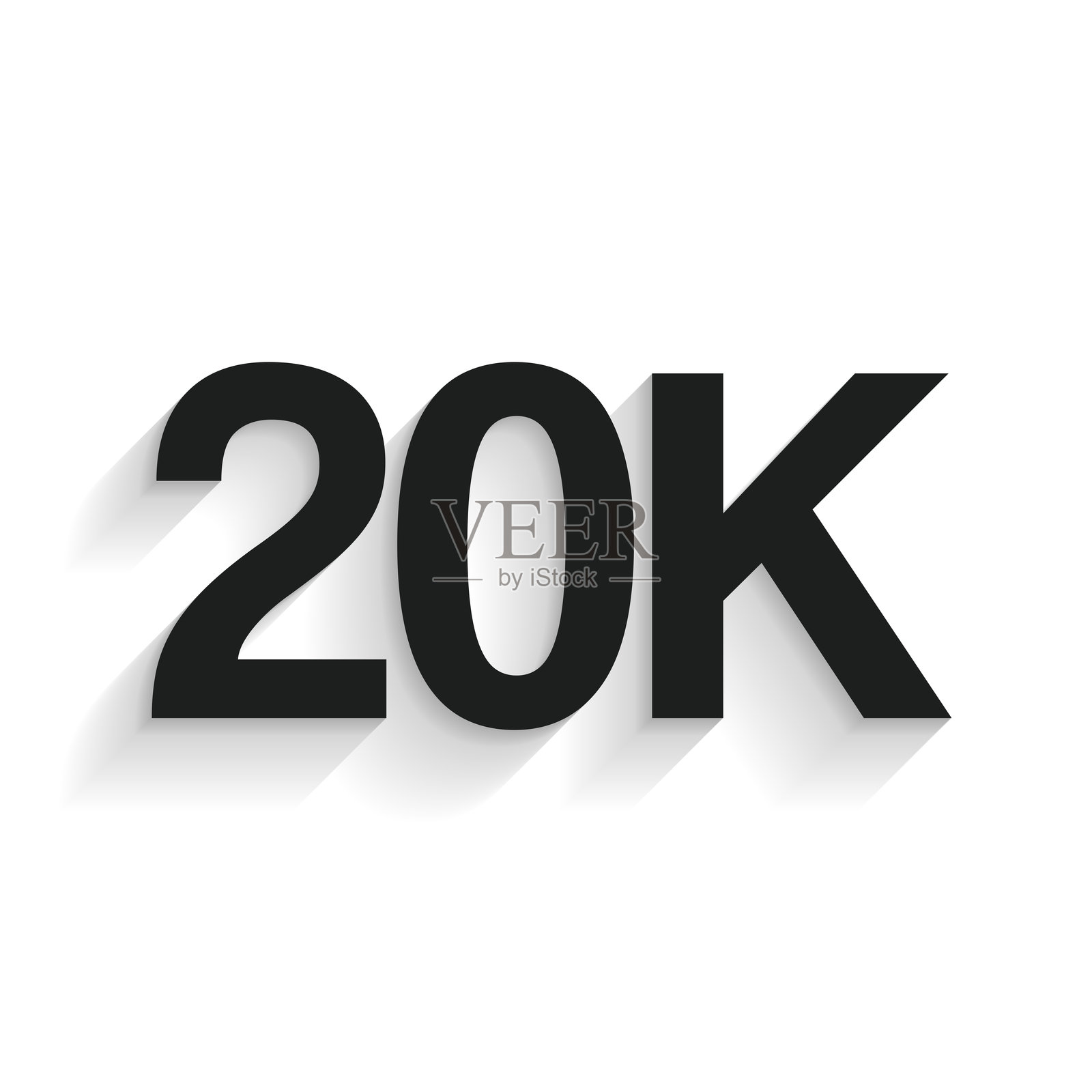 二万。白色背景上的长阴影图标插画图片素材