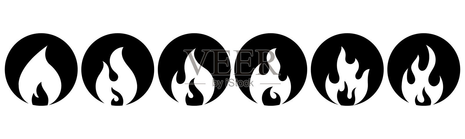 火焰图标集。火焰符号集。矢量插图插画图片素材