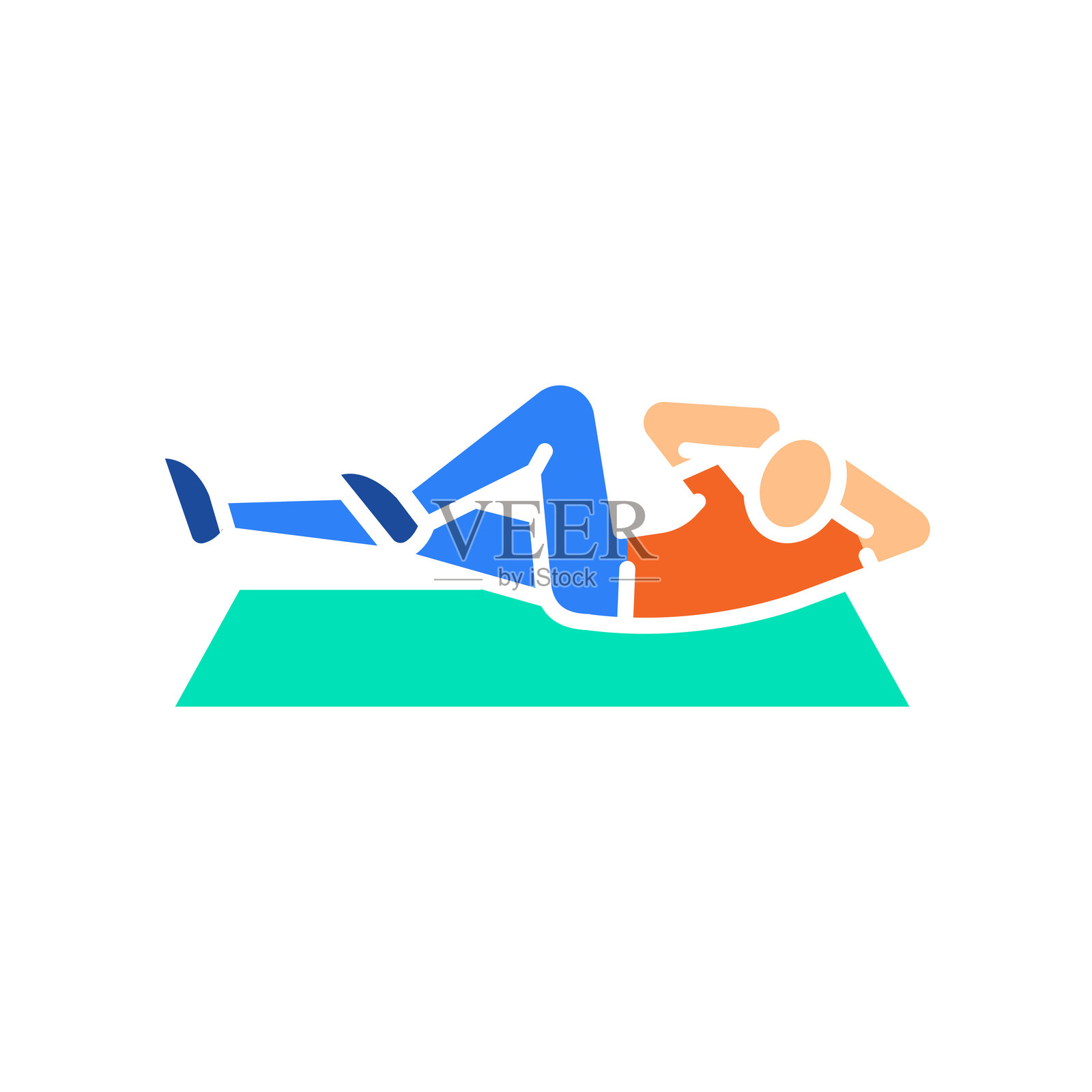 自行车卷腹的彩色扁平图标，适用于数字和印刷项目。插画图片素材