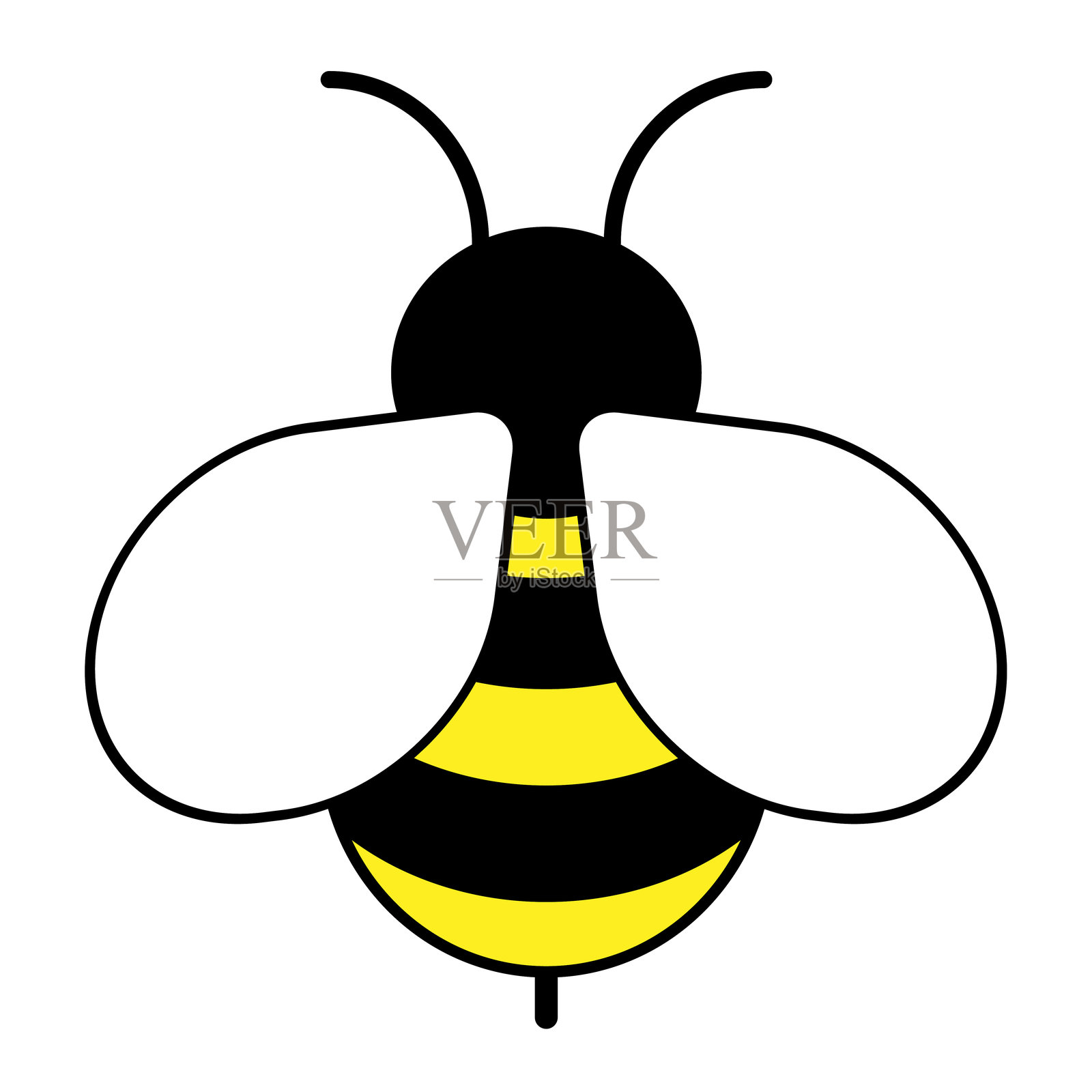 可爱的卡通蜜蜂剪贴画插图，背景透明插画图片素材