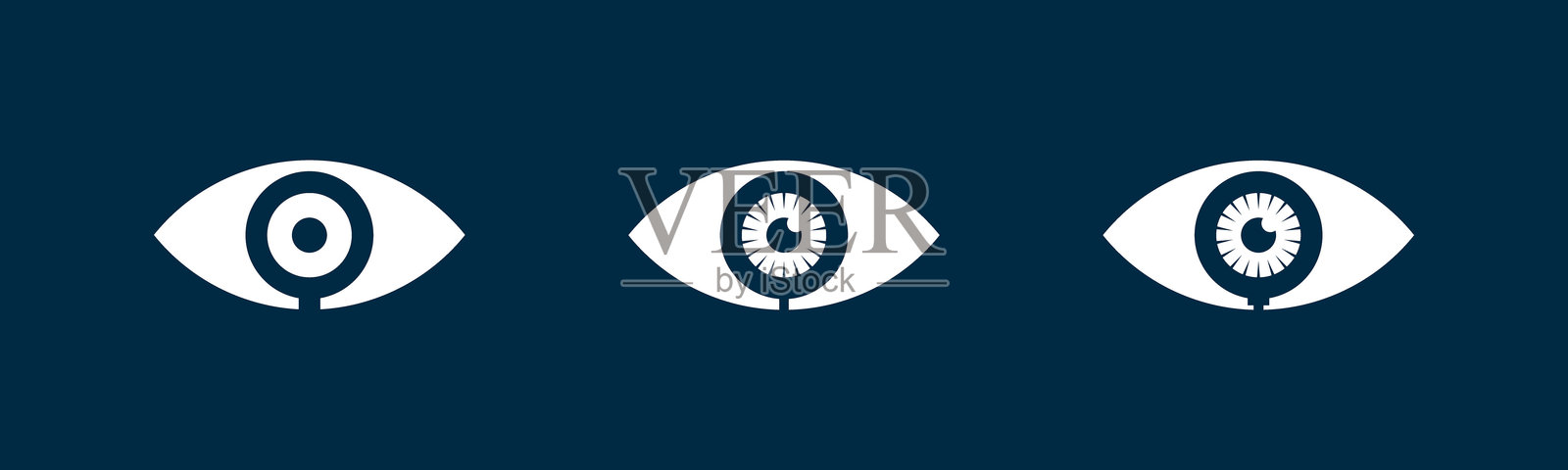 眼睛放大镜图标。现代眼睛放大镜概念。用于网页设计的矢量独立插图。眼睛放大镜反馈图标集。插画图片素材