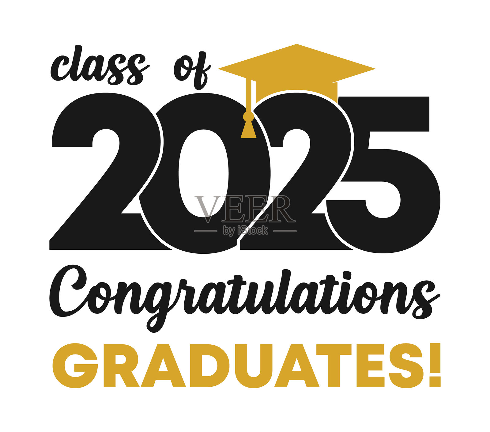 2025届毕业生标志，标签，排版，毕业帽，矢量图插画图片素材