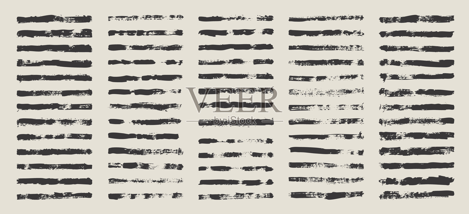 磨砂笔触、线条、墨水污迹、手绘涂鸦形状。手工草图标记、丙烯颜料污点、炭笔划痕。绘画纹理、干刷效果。马克笔下划线。矢量插图插画图片素材
