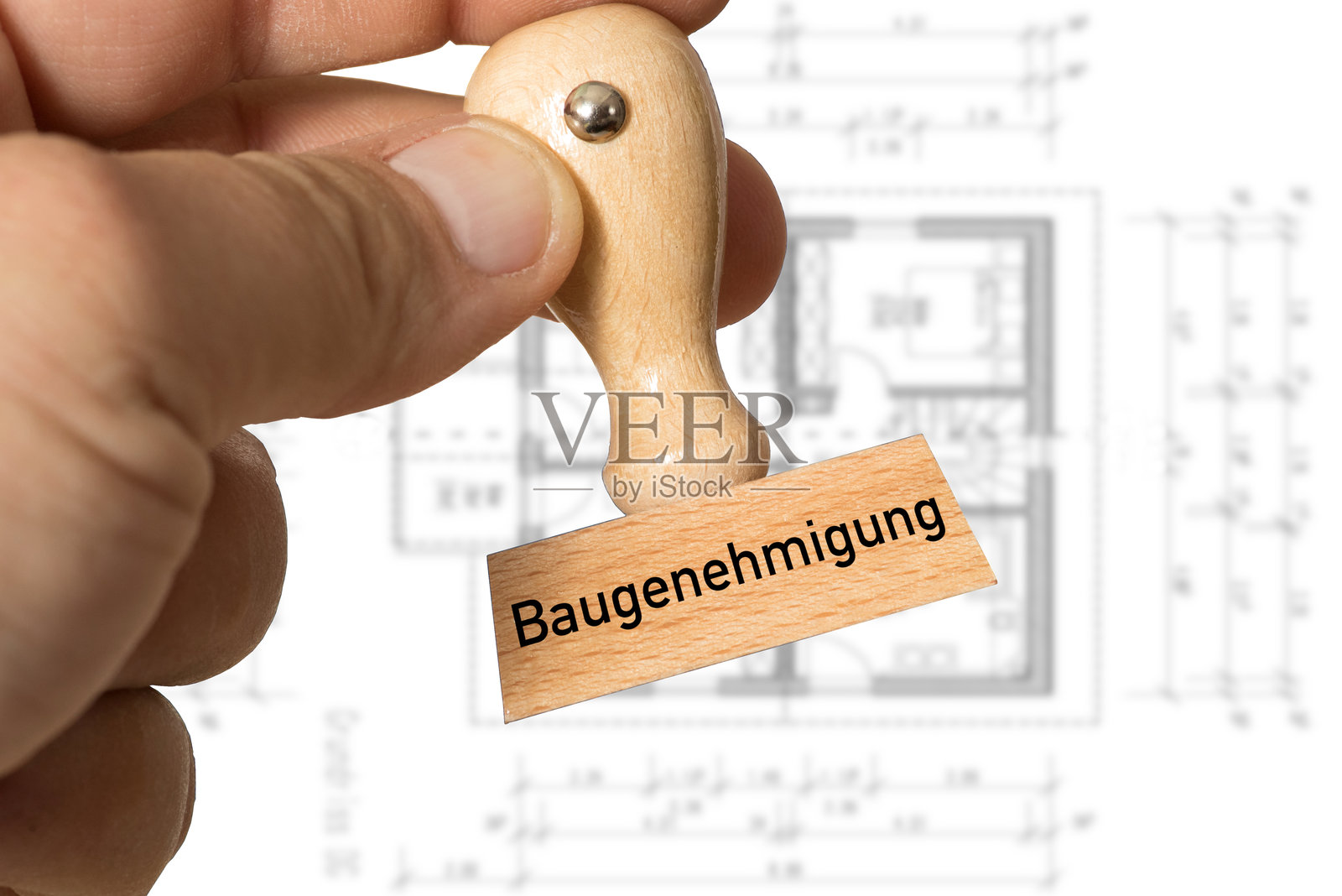 房屋建筑计划和建筑许可证印章照片摄影图片