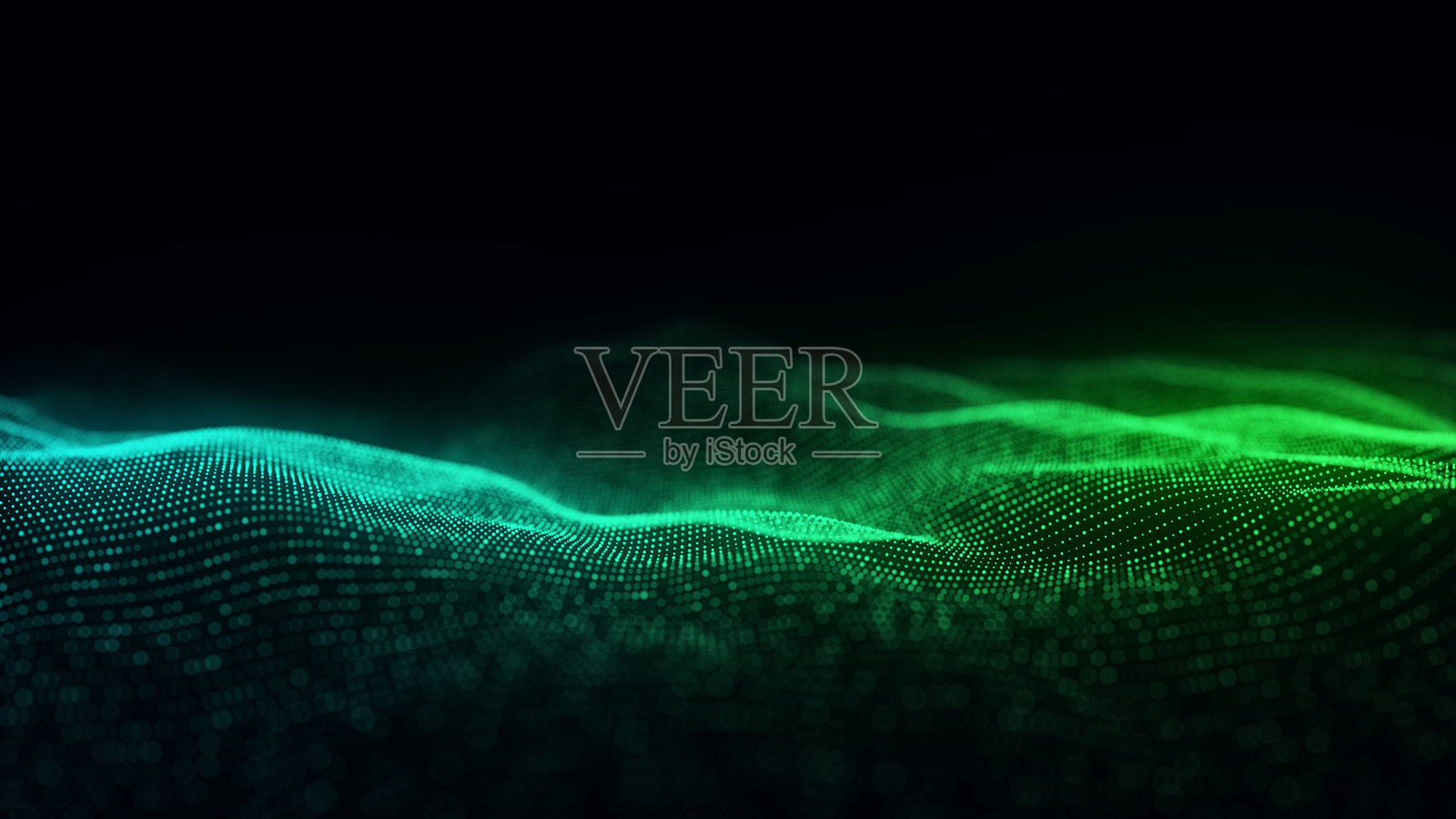 音乐粒子和线条的色彩波动。大数据可视化。动态波动的抽象蓝色背景。3D渲染。照片摄影图片