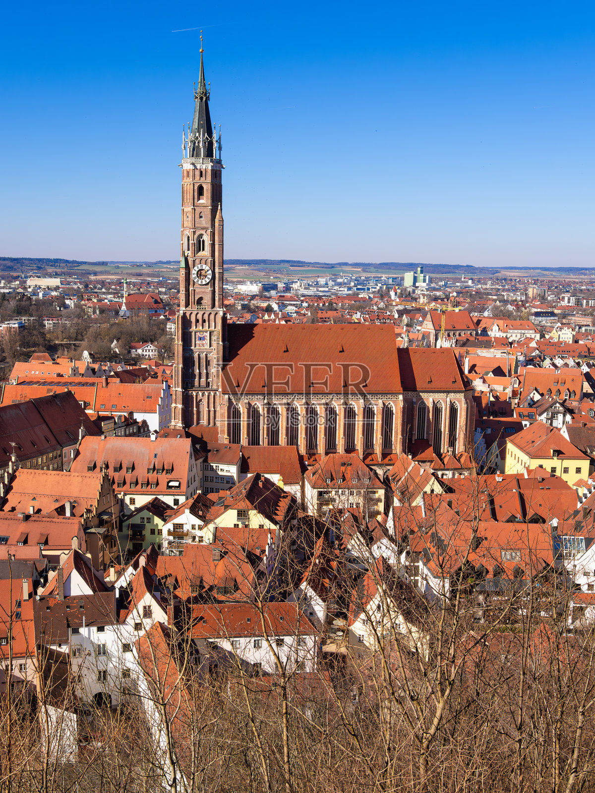 兰茨胡特 - 拥有圣马丁大教堂的巴伐利亚历史名城照片摄影图片